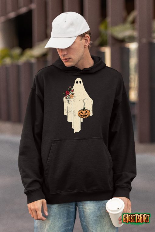 Vintage Floral Ghost Cute Halloween Costume Funny Graphic T-Shirt