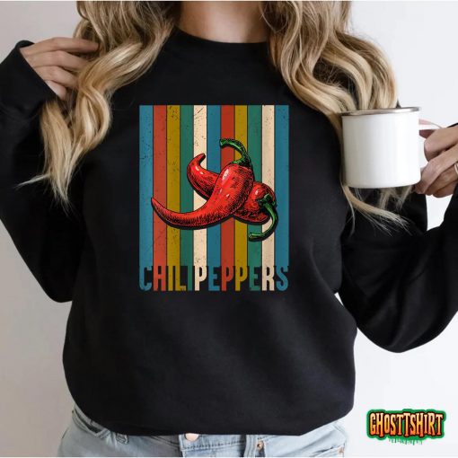 Womens Red Chili-Peppers, Red Hot Vintage Chili-Peppers V-Neck T-Shirt