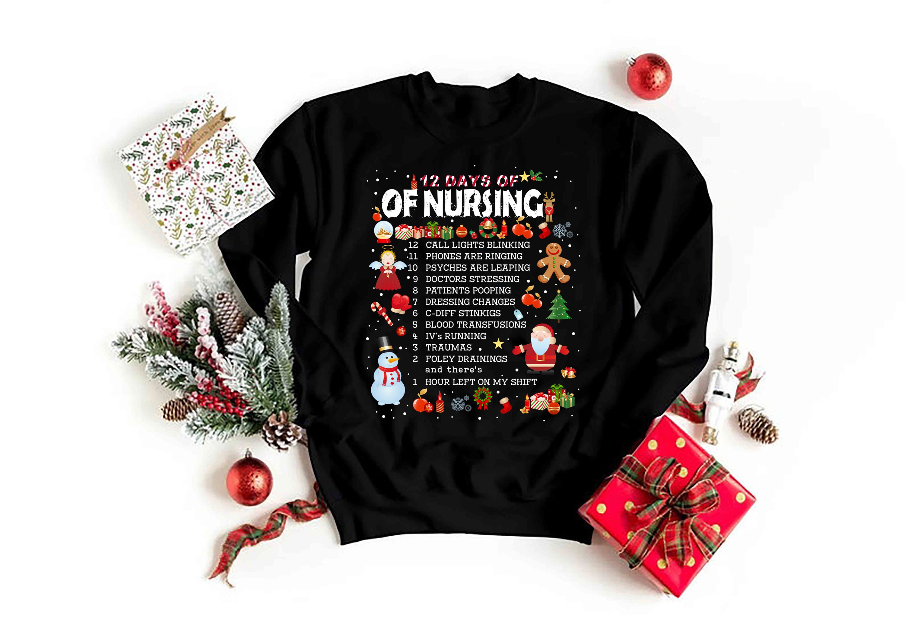12 Days Of Nursing Christmas T-Shirt