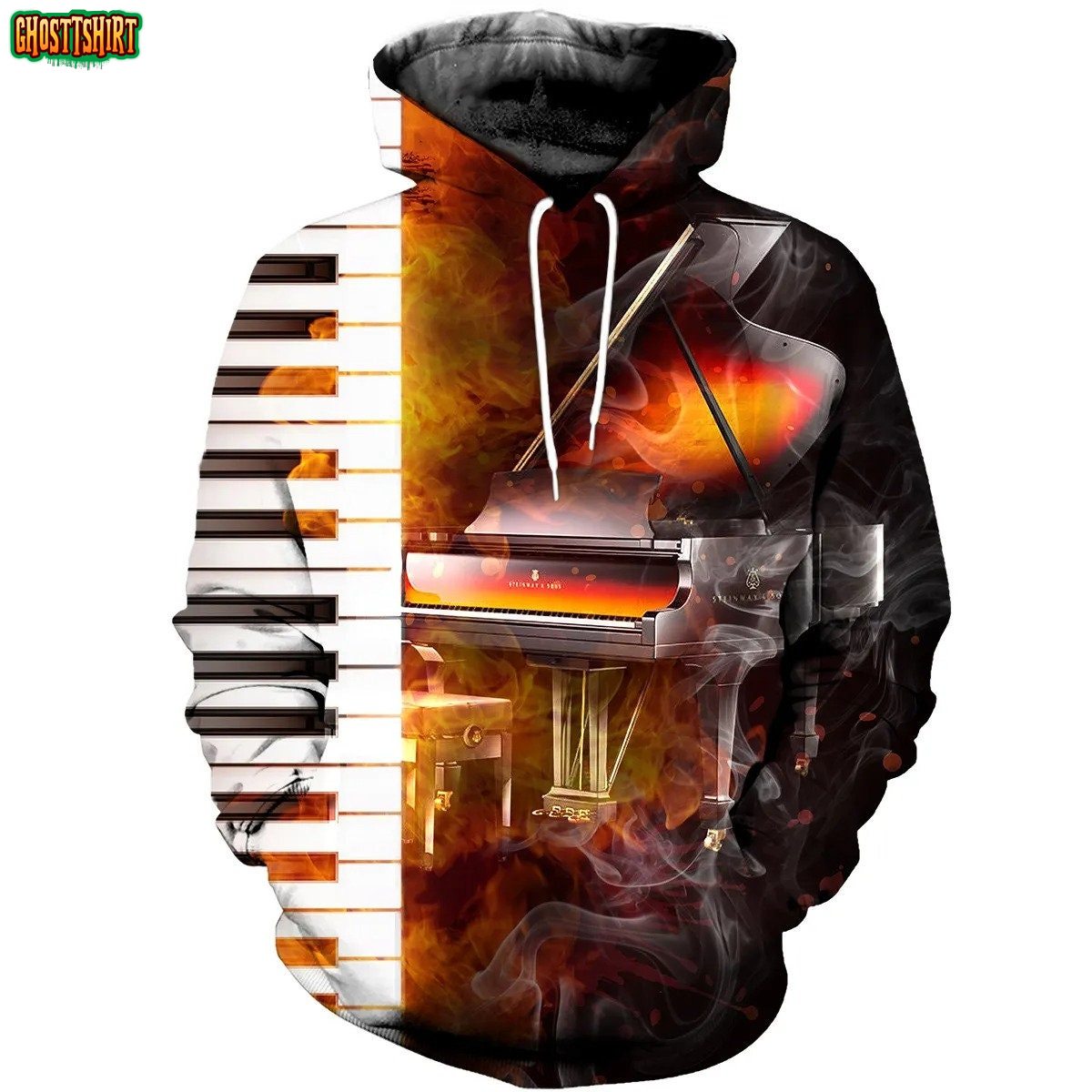 3D All Over Printed Beautiful Piano Hoodie