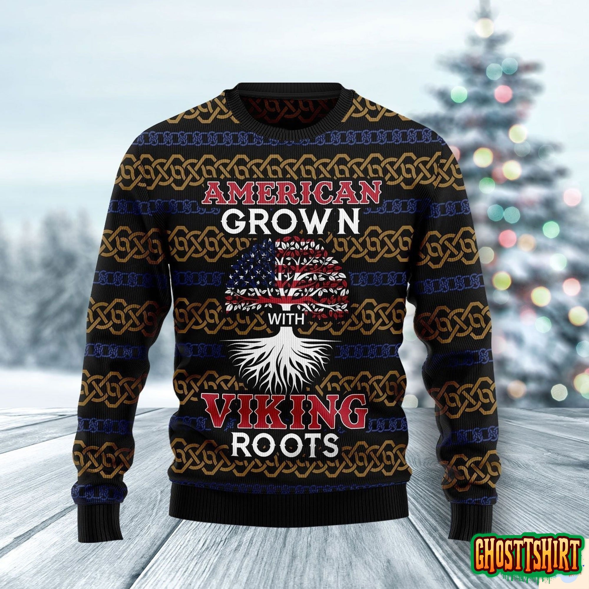 American Grown With Viking Roots Ugly Christmas Sweater