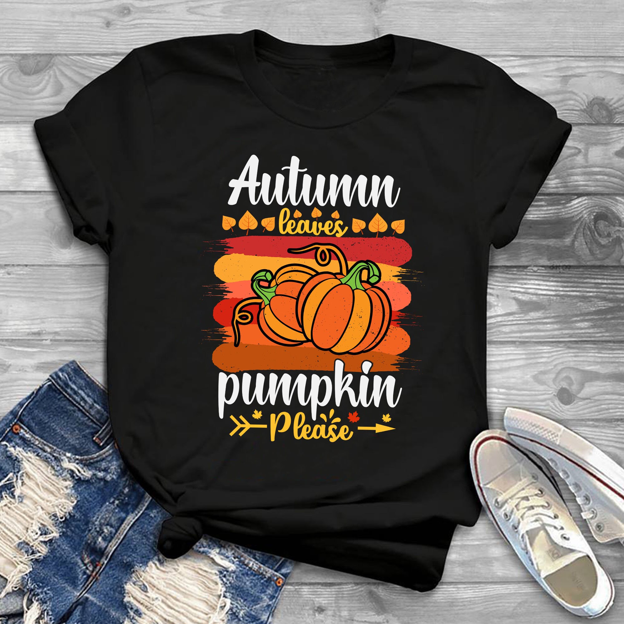 Autumn Leaves Pumpkin Please T-Shirt