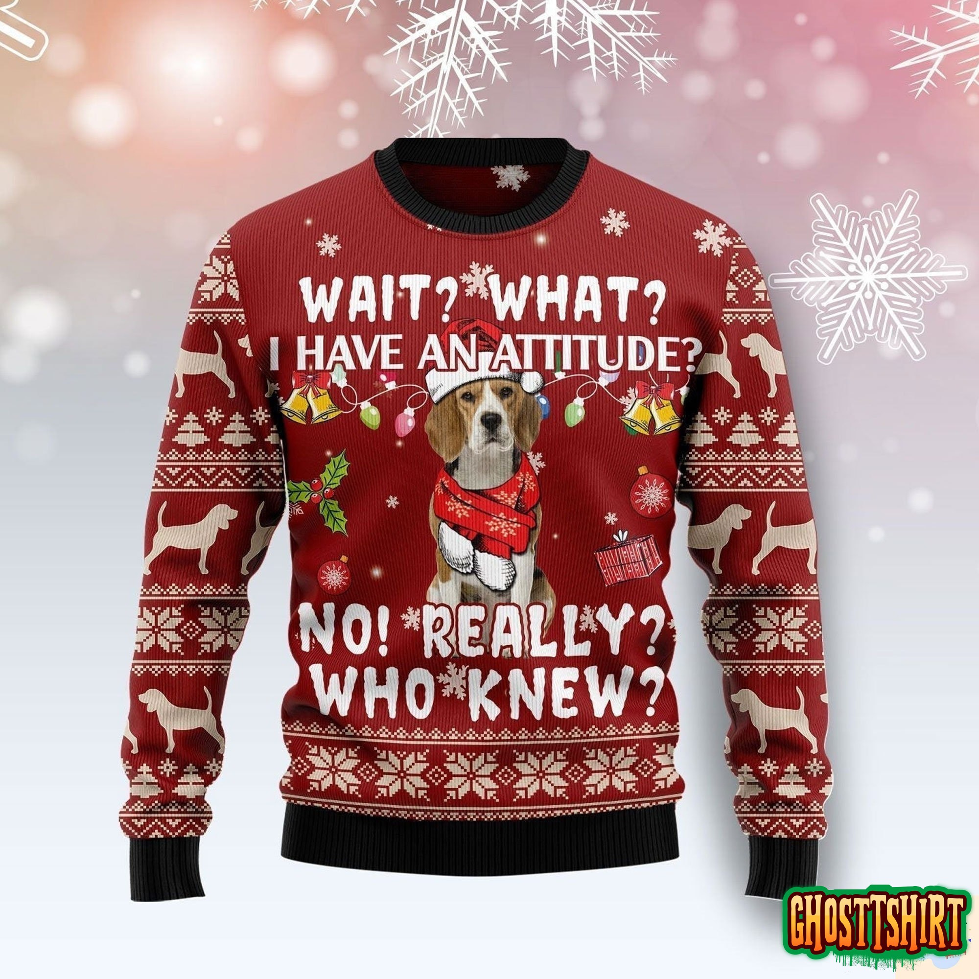 Beagle Attitude Ugly Christmas Sweater