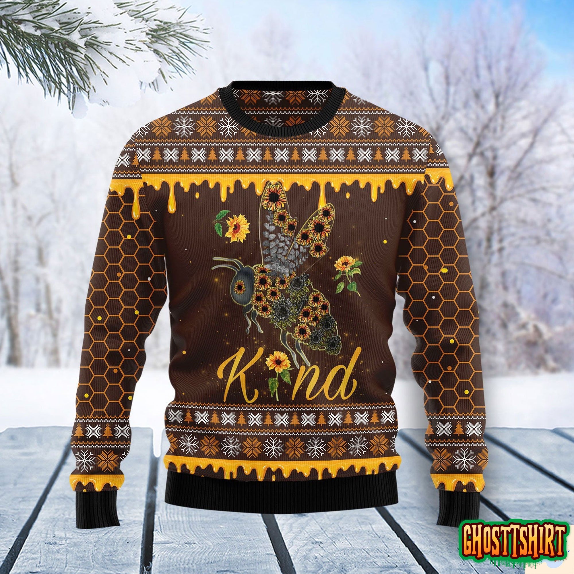 Bee Kind Sunflower Ugly Christmas Sweater