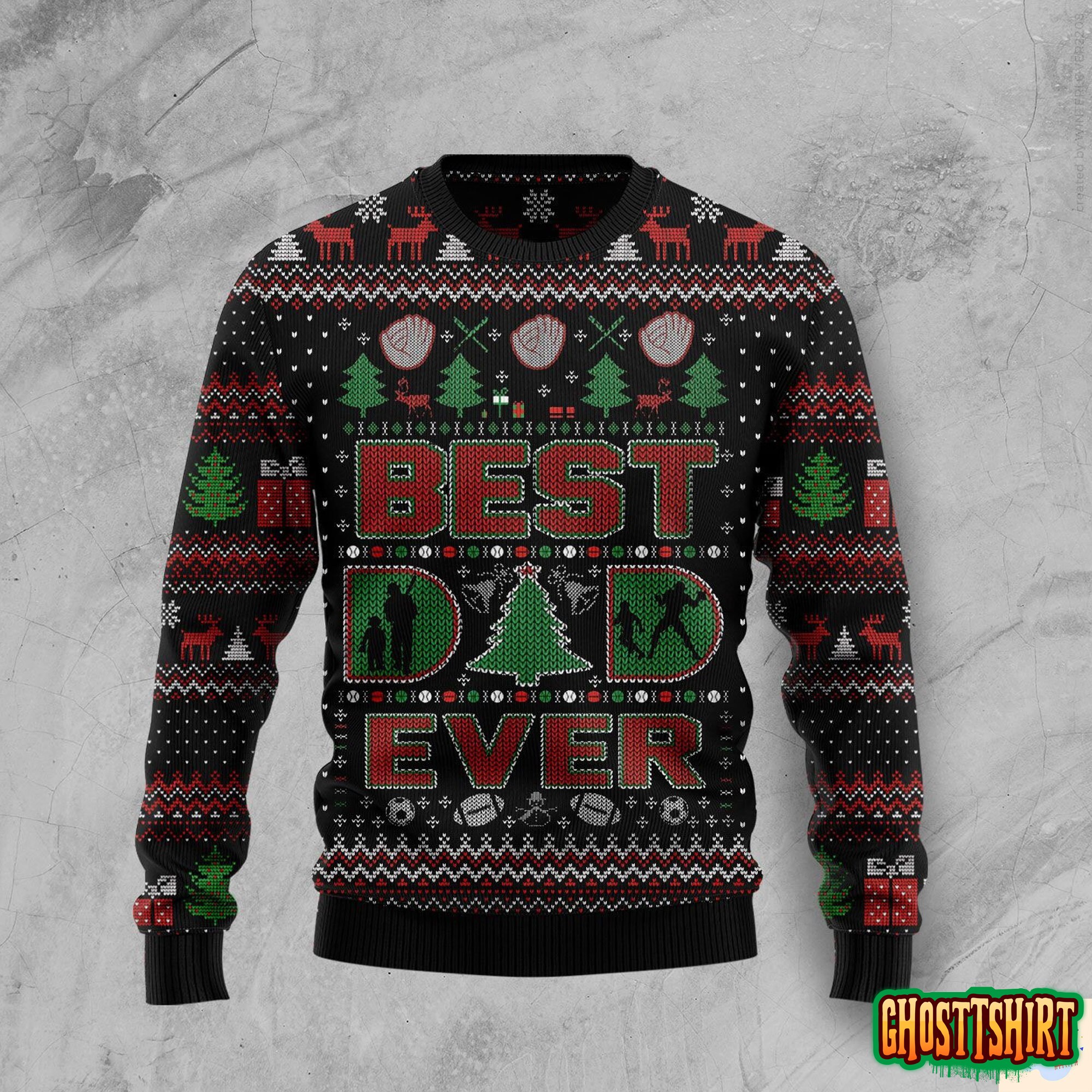 Best Dad Ever Ugly Christmas Sweater