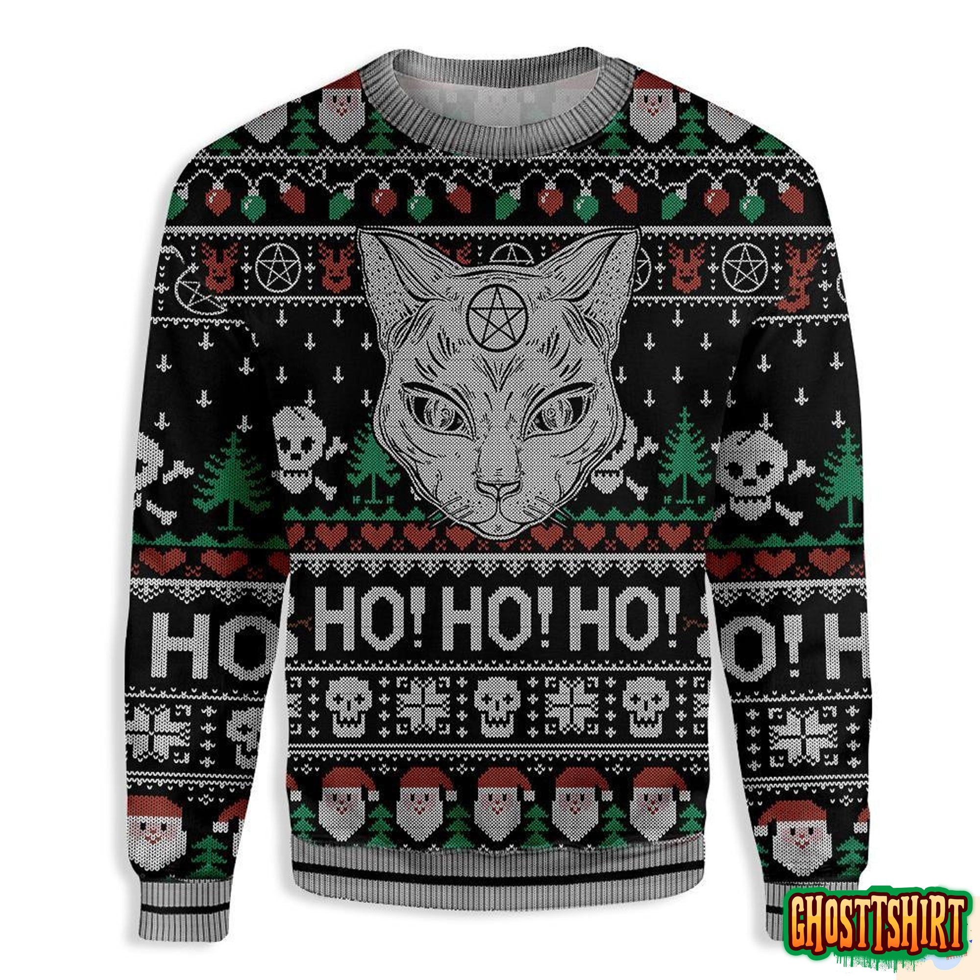 Black Cat Wicca Minnesota Ugly Christmas Sweater