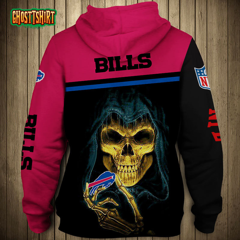 Buffalo Bills 3D Skull Zip Hoodie Pullover Sweatshirt for fans