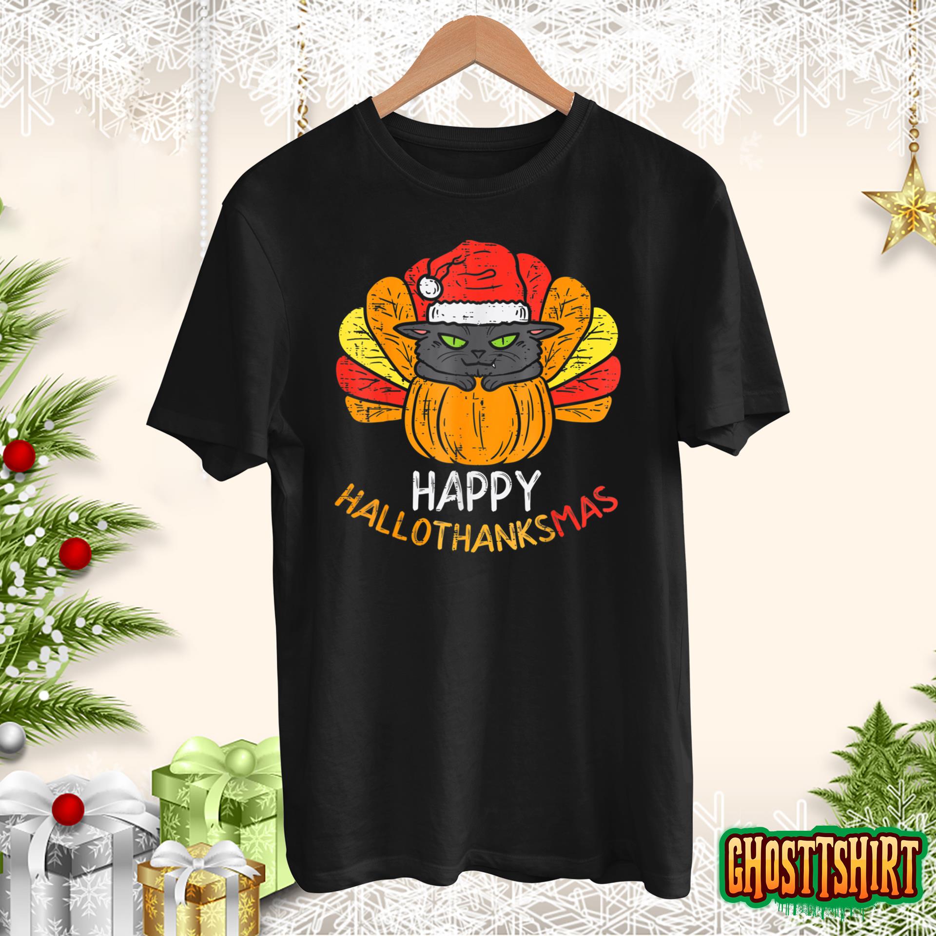 Happy HalloThanksMas Eagle Halloween Thanksgiving Christmas Sweatshirt
