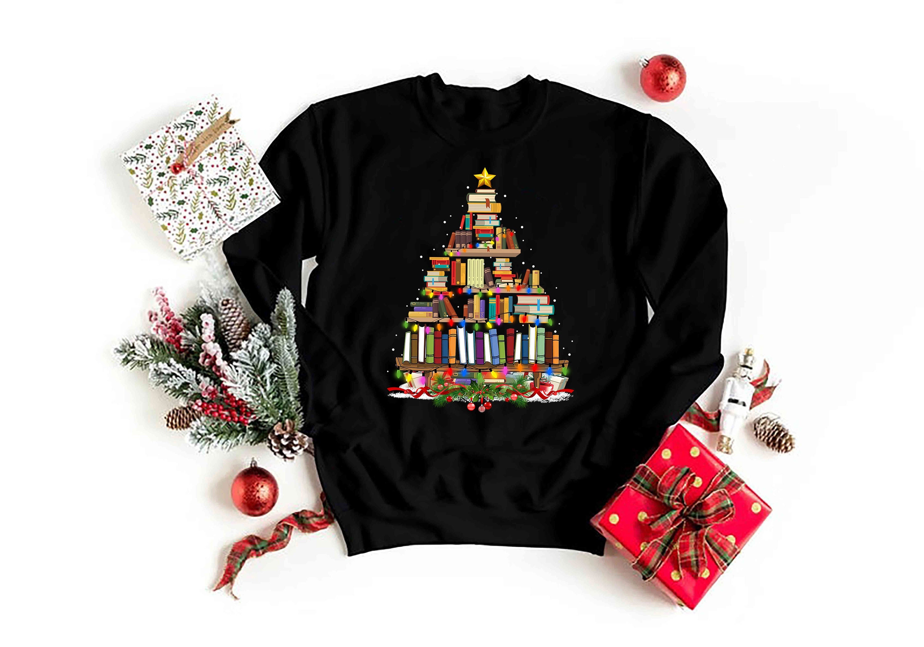 Christmas Library Tree For Librarian And Book Lover T-Shirt