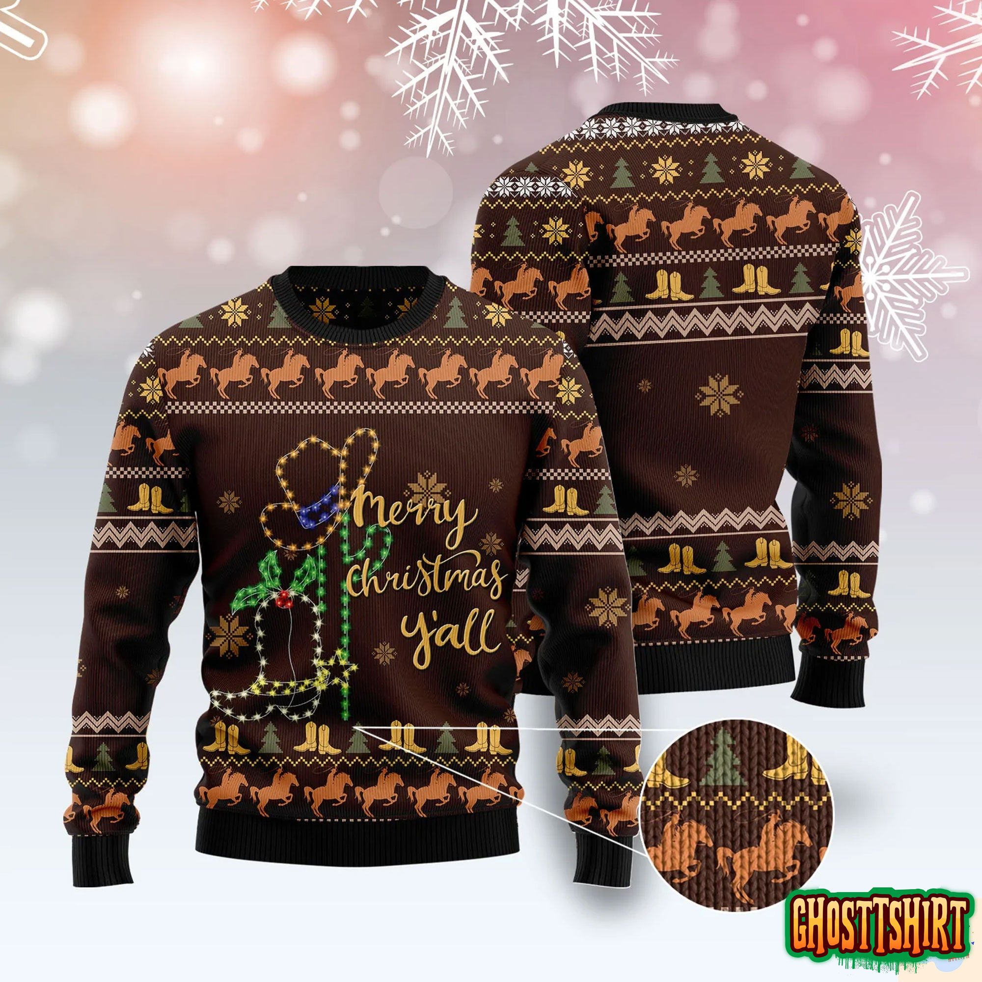 Cowboy Boots Ugly Christmas Sweater