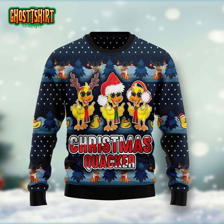 Cute Duck Quacker Ugly Christmas Sweater 3D All Over Print