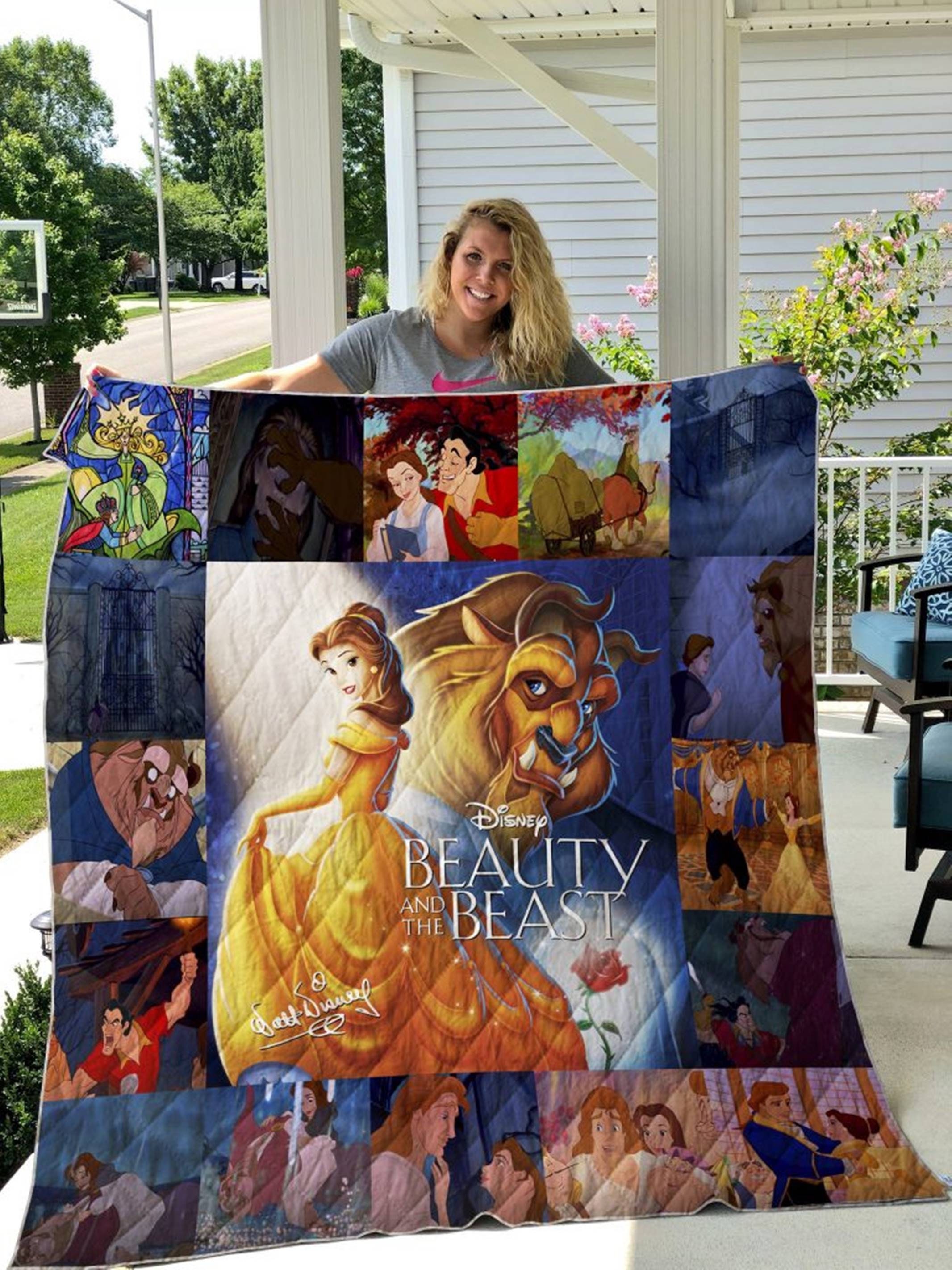 Disney Beauty And The Beast Quilt Blanket