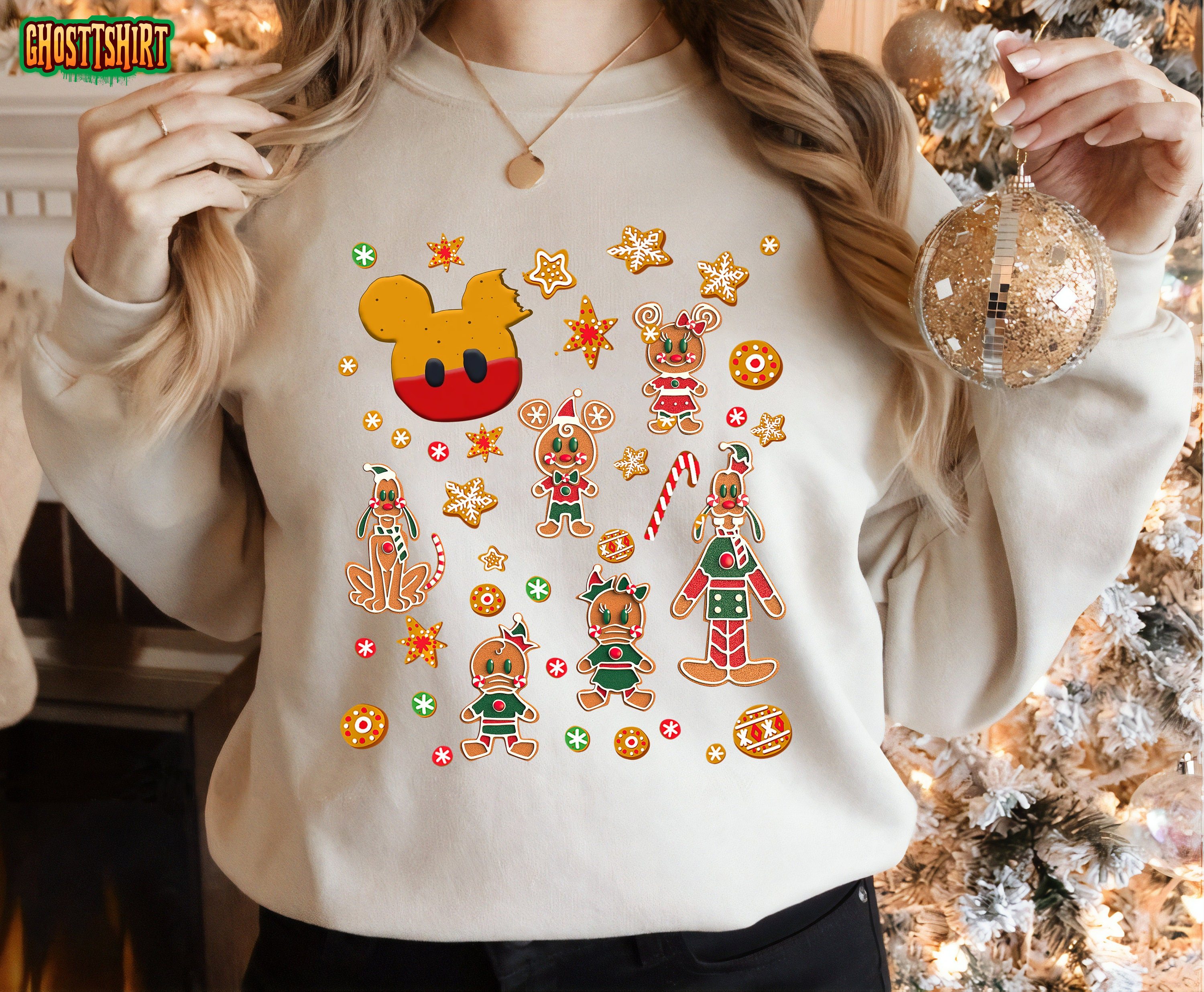 Disney Christmas Gingerbread Cookies Mickey and Friends Xmas Sweatshirt