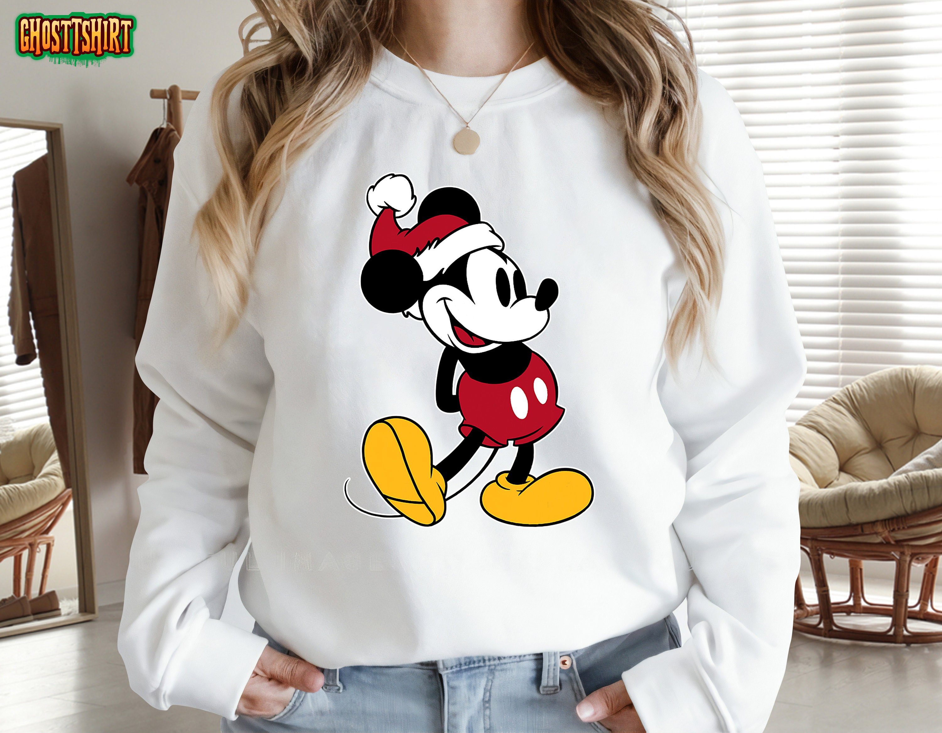 Disney Classic Mickey Mouse Holiday Christmas Sweatshirt