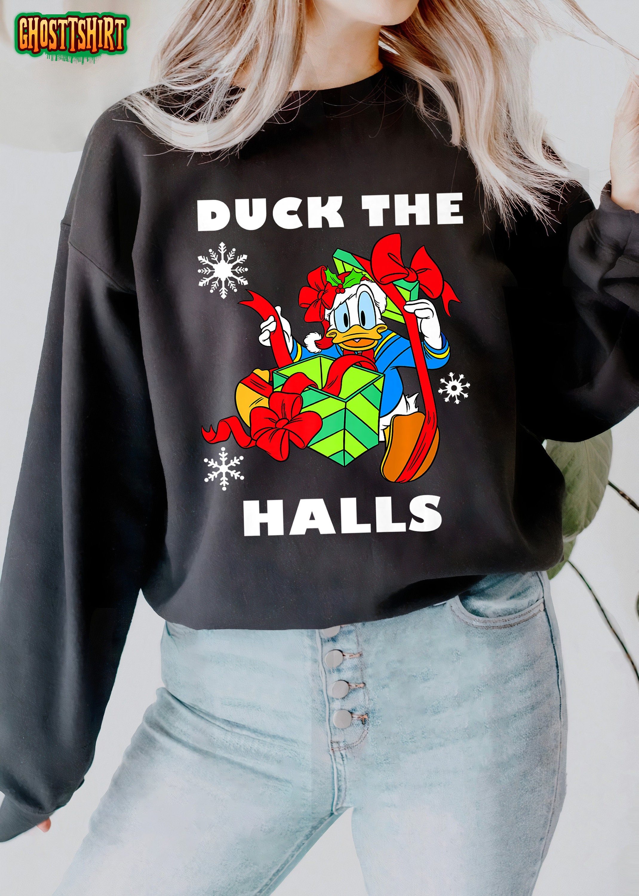 Disney Donald Duck The Halls Christmas Portrait Sweatshirt
