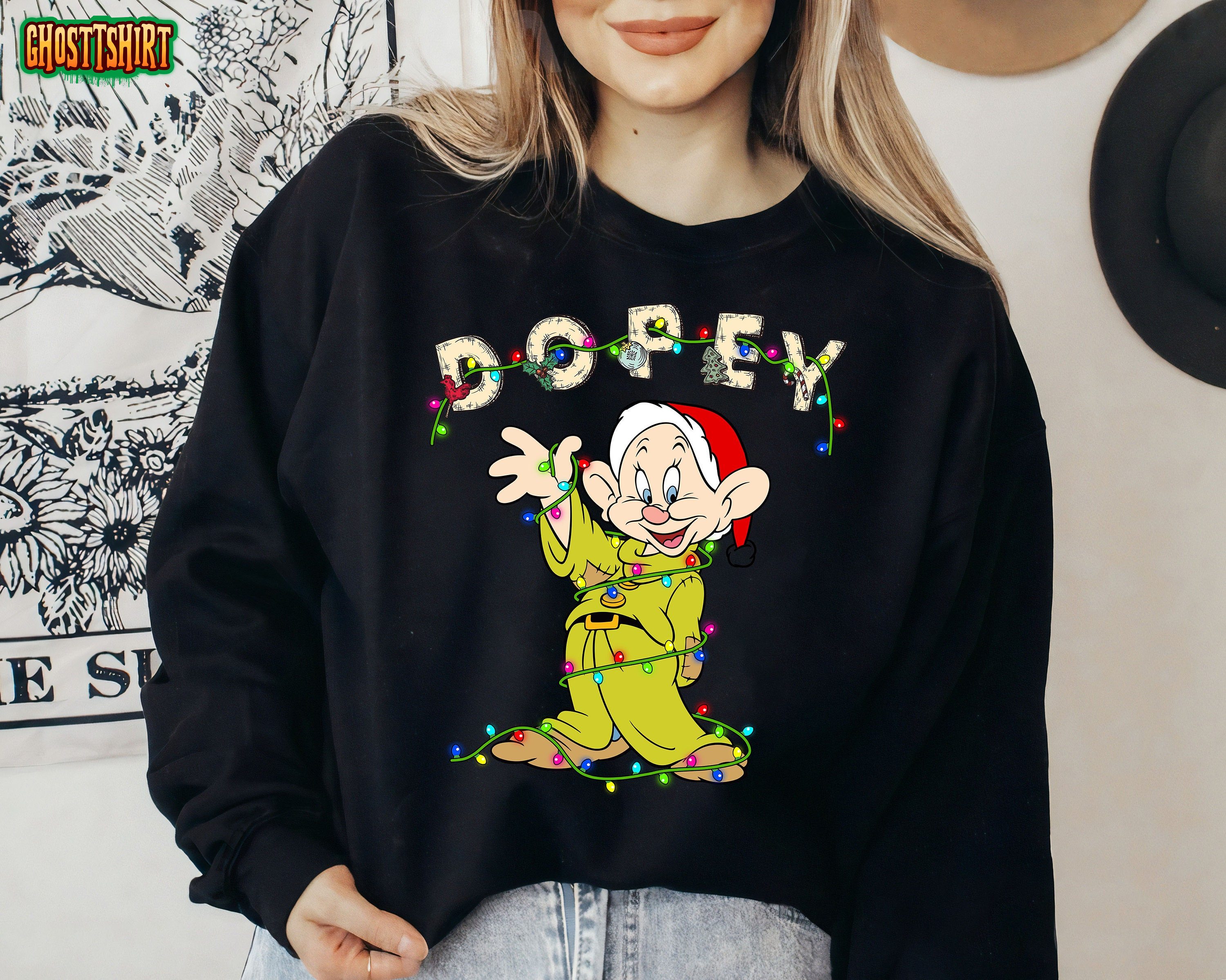 Disney Dopey Dwarf Christmas Light Sweatshirt