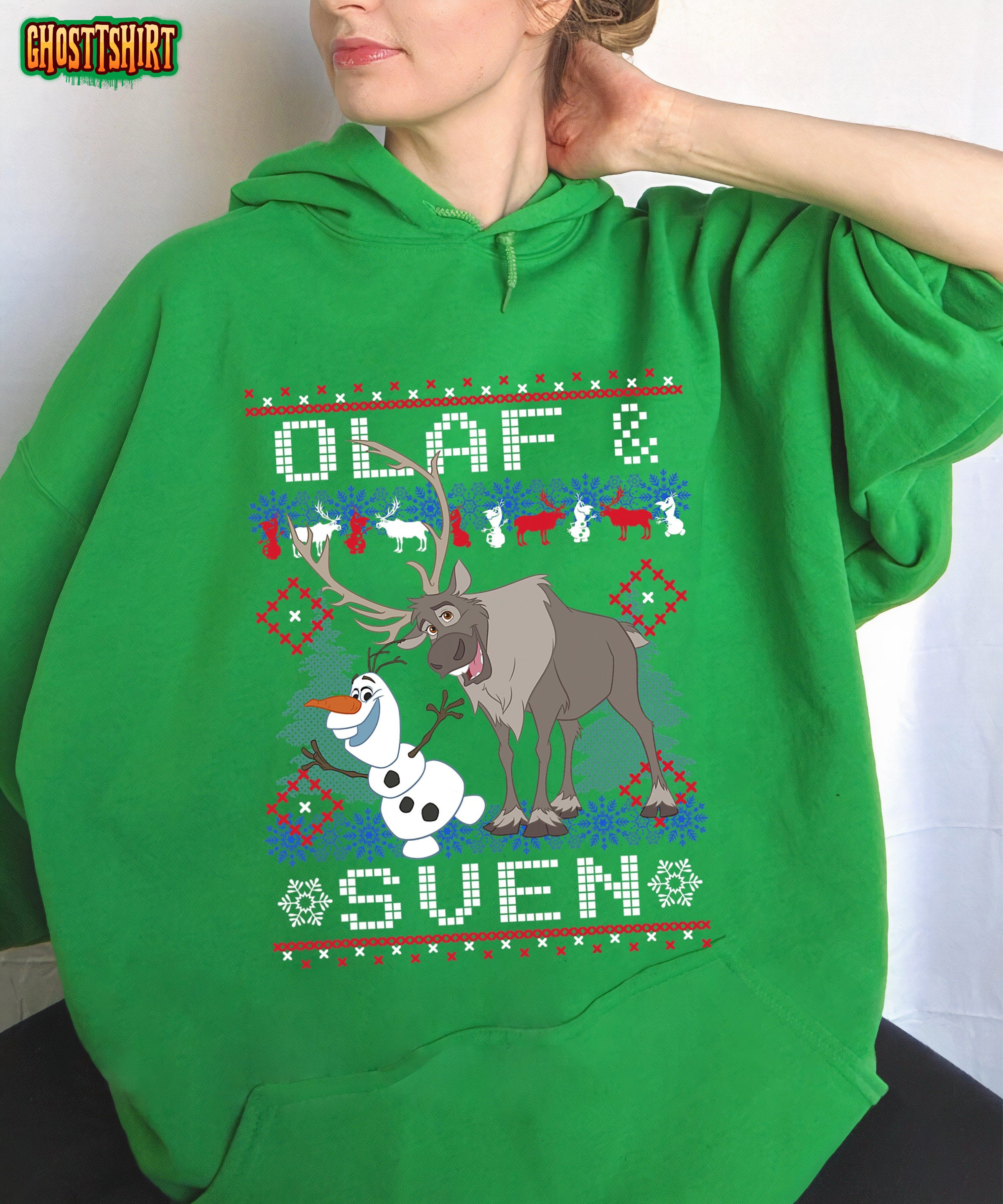Disney Frozen Olaf Sven Ugly Christmas Sweater Sweatshirt