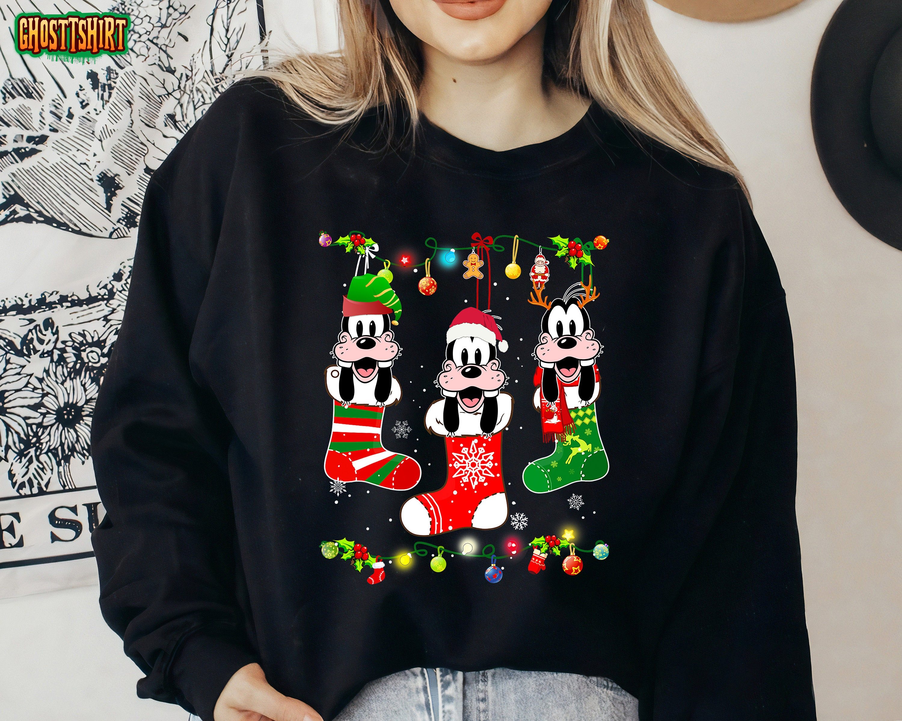 Disney Goofy Christmas Socks A Goofy Movie Christmas Lights Sweatshirt