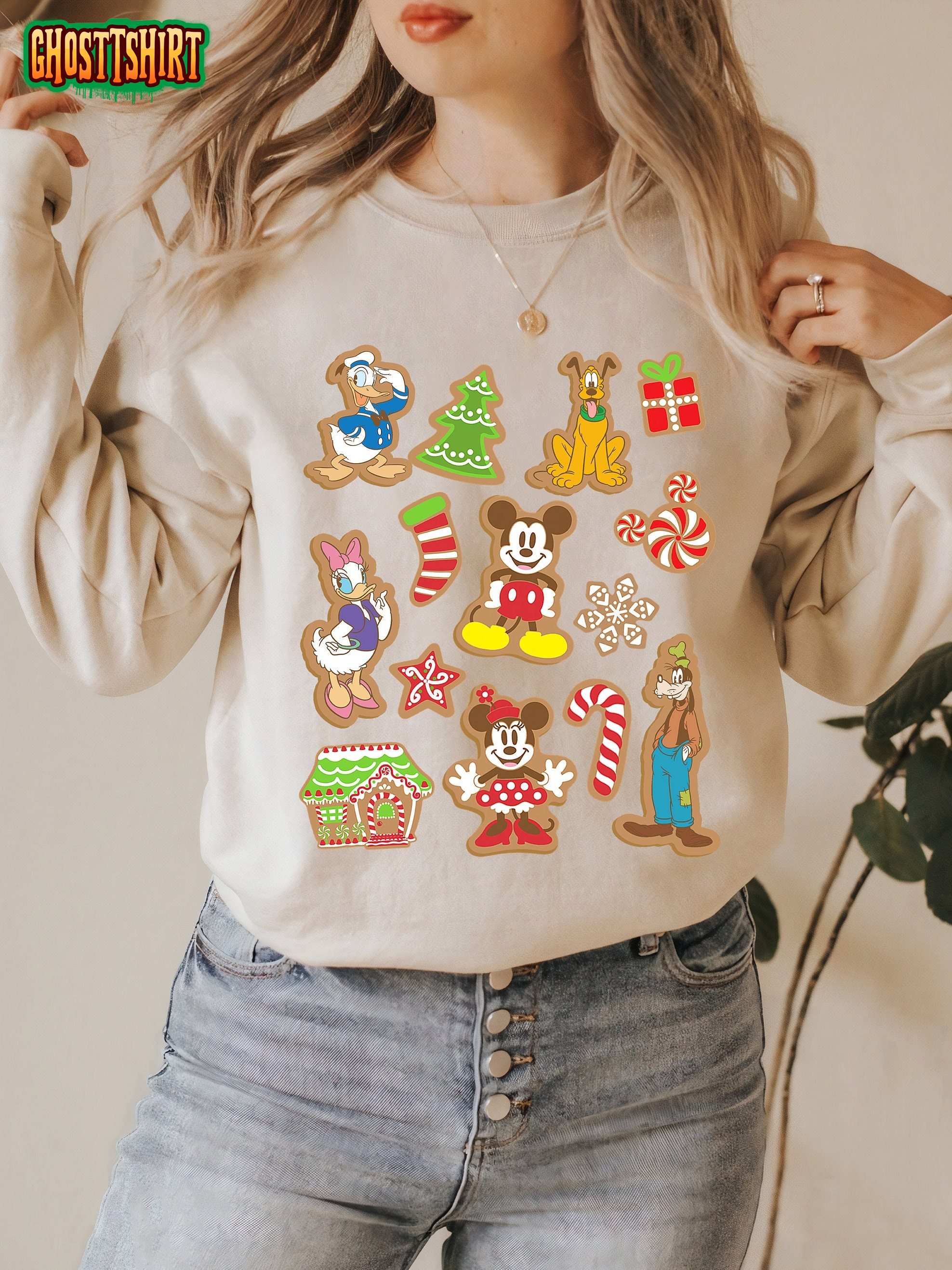 Disney Mickey and Friends Christmas Gingerbread Cookies Sweatshirt