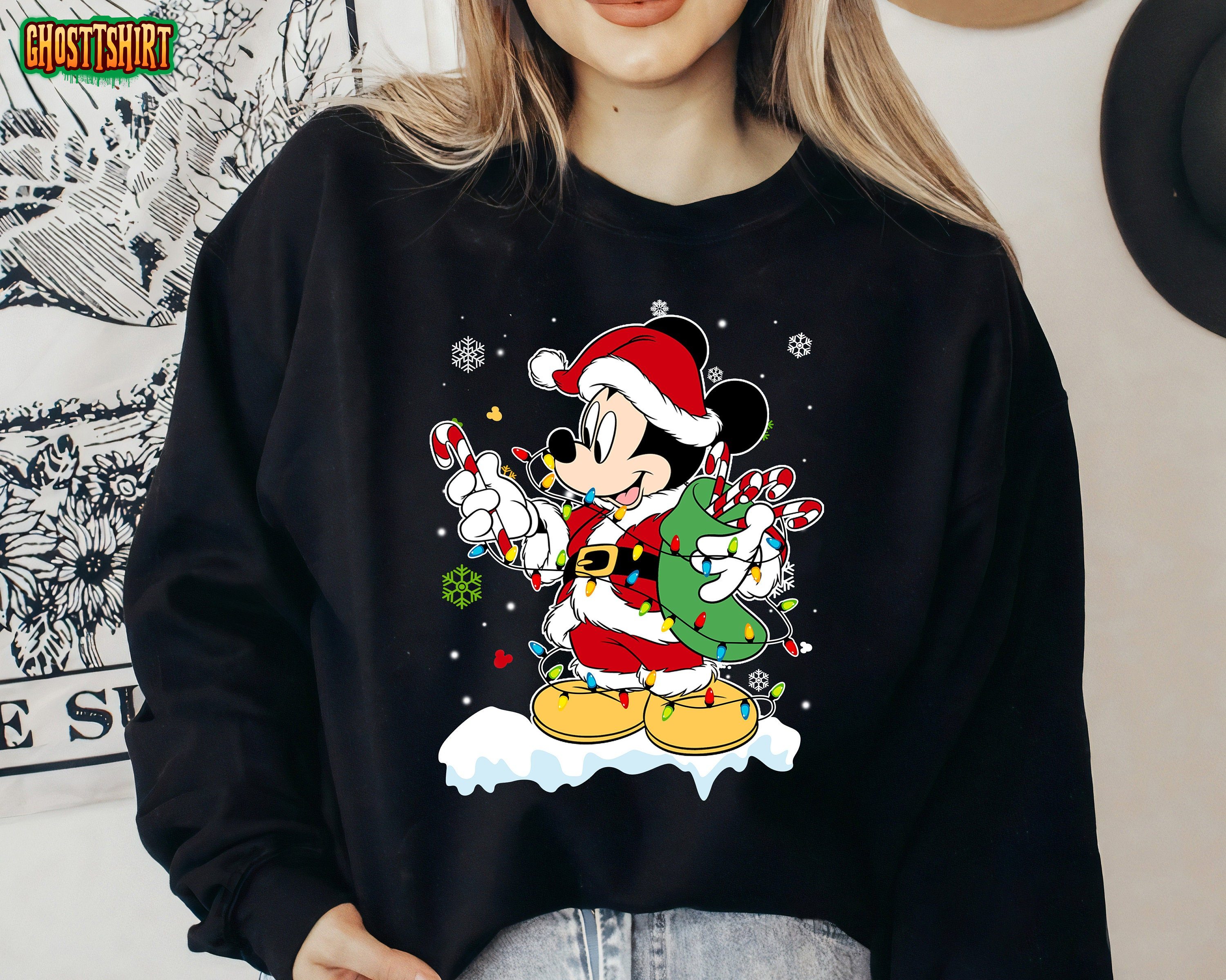 Disney Mickey And Friends Mickey Mouse Christmas Light Santa Costume Sweatshirt