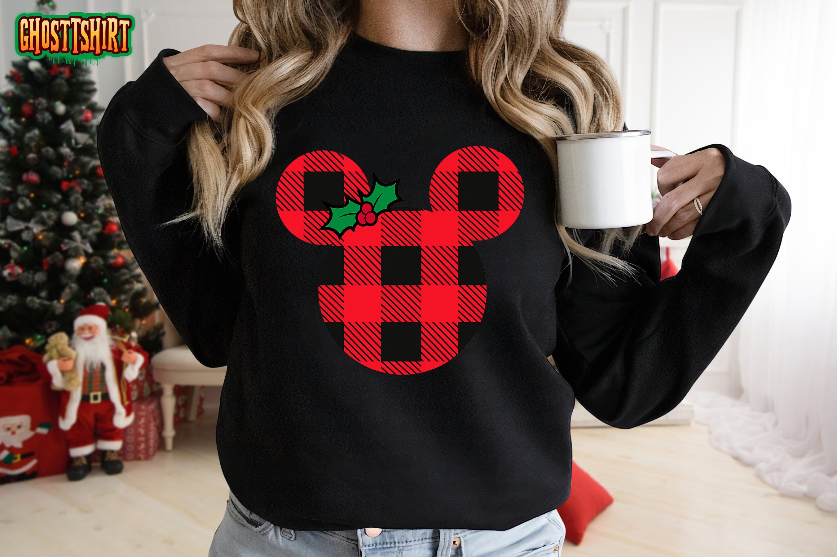 Disney Minnie Mouse Holiday Christmas Plaid Sweatshirt