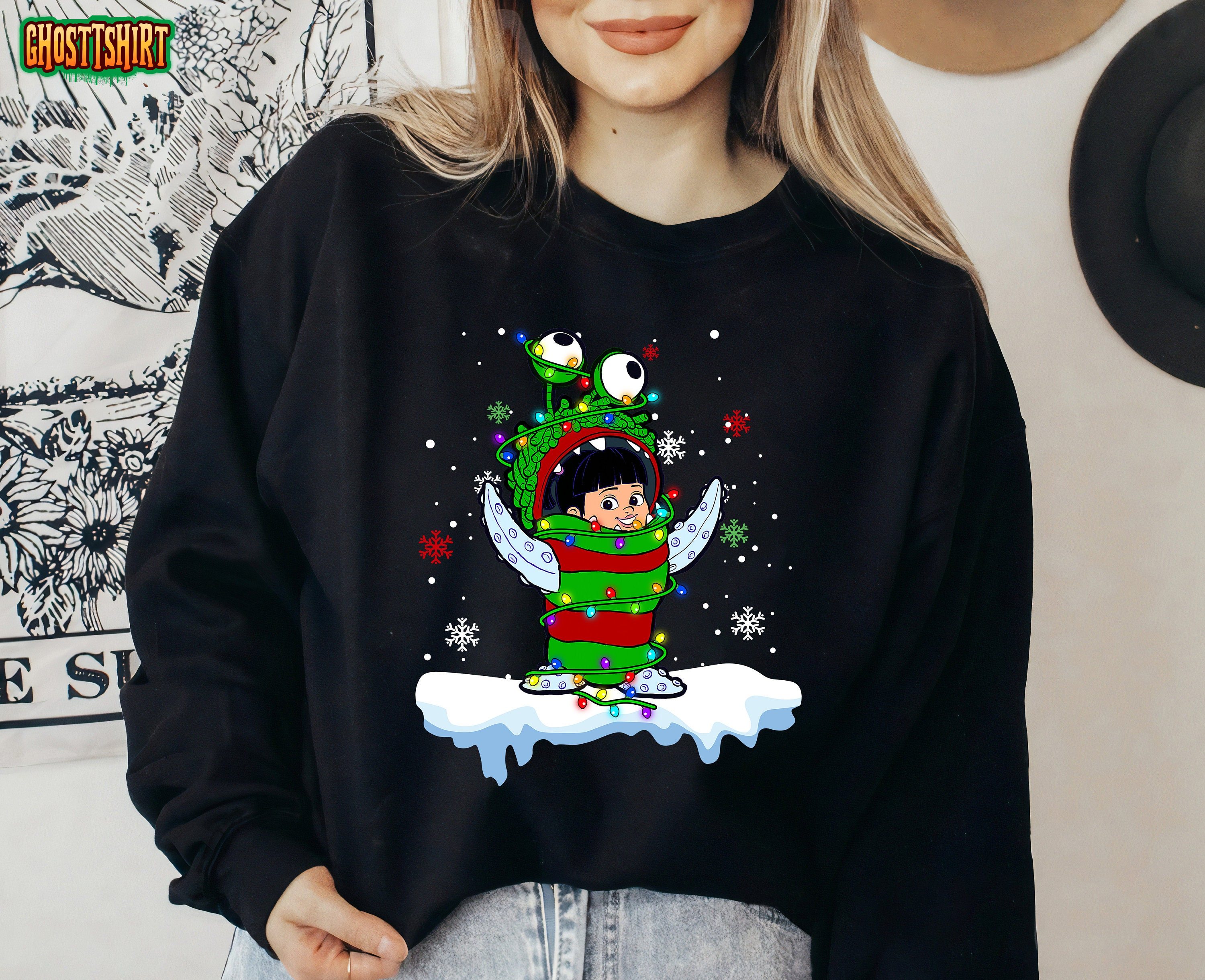 Disney Monster Inc Monsters University Boo Chirtsmas Light Sweatshirt