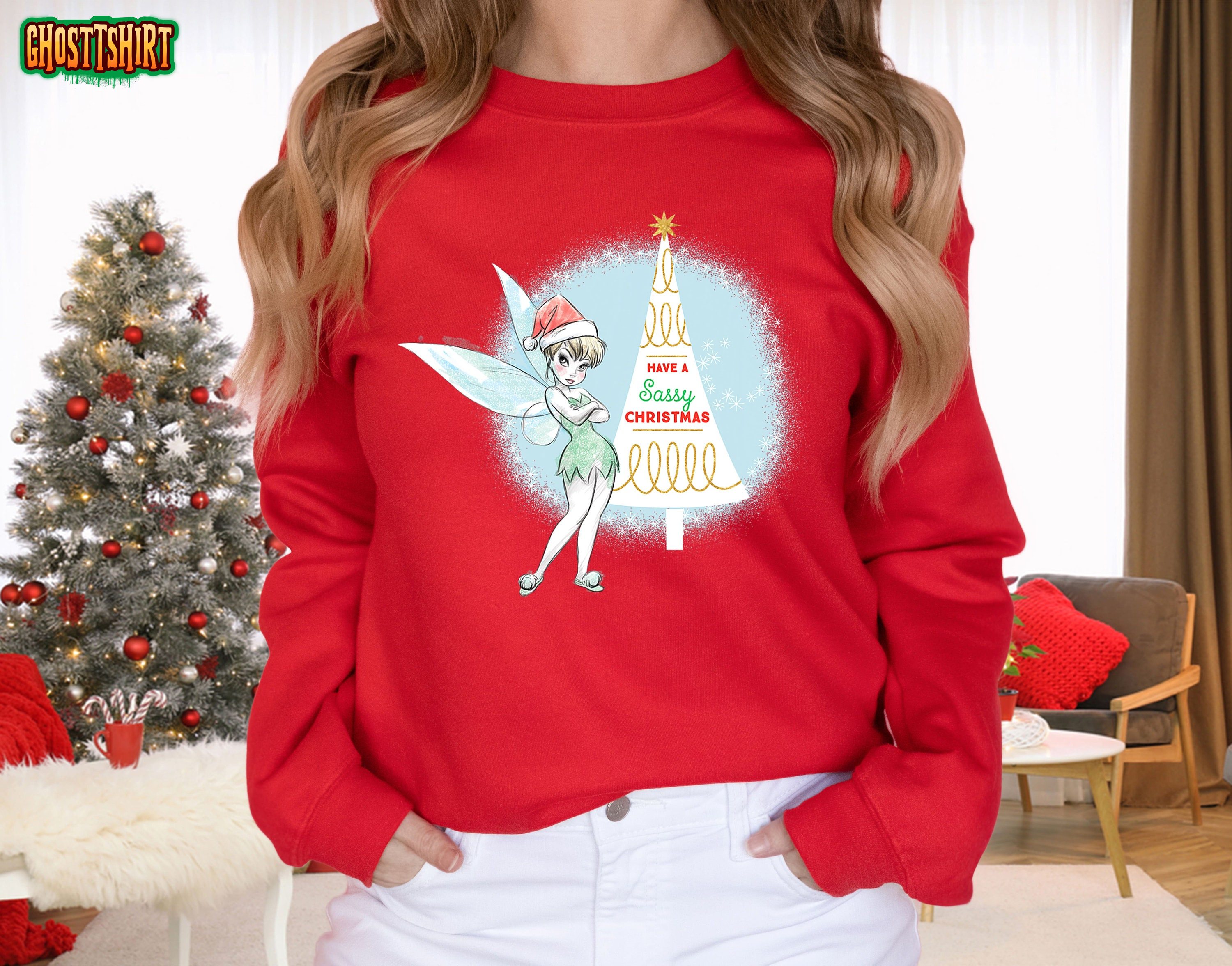 Disney Tinker Bell Sassy Christmas Holiday Sweatshirt