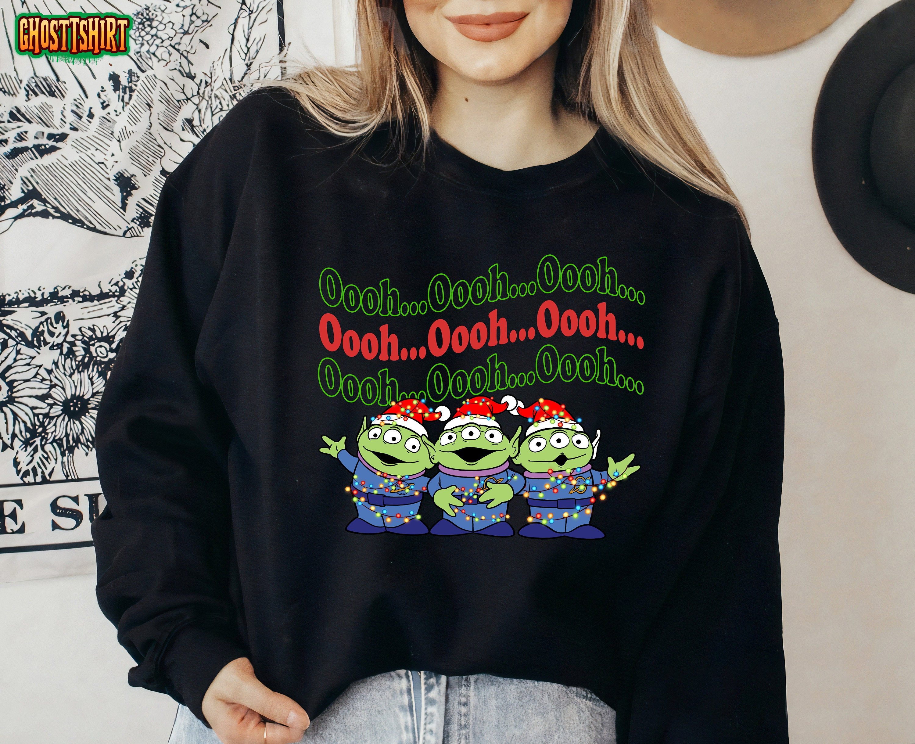 Disney Toy Story Aliens Oooh Oooh Christmas Lights Sweatshirt