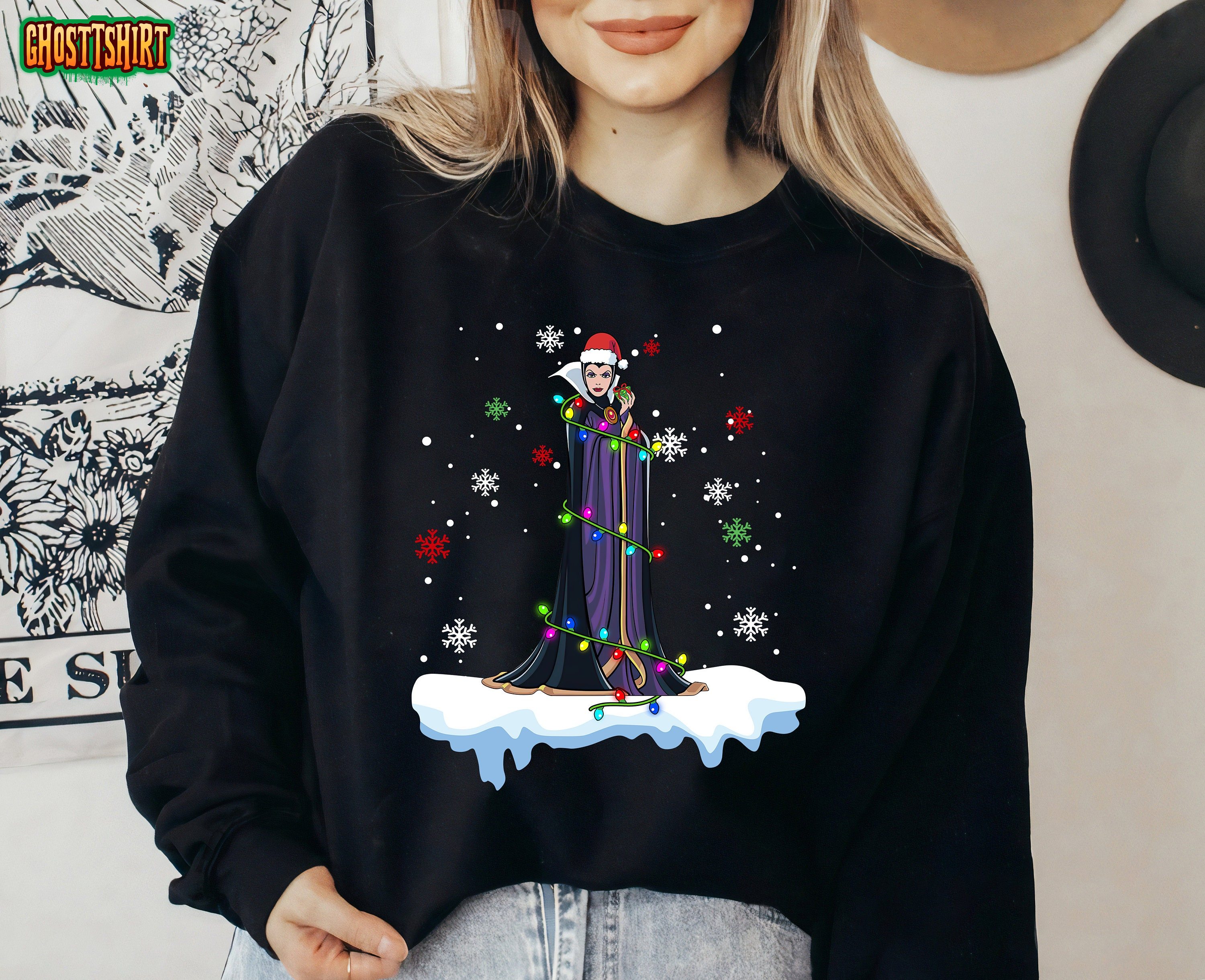Disney Villains Evil Queen Chirtsmas Light Snow White and Seven Dwarfs Sweatshirt