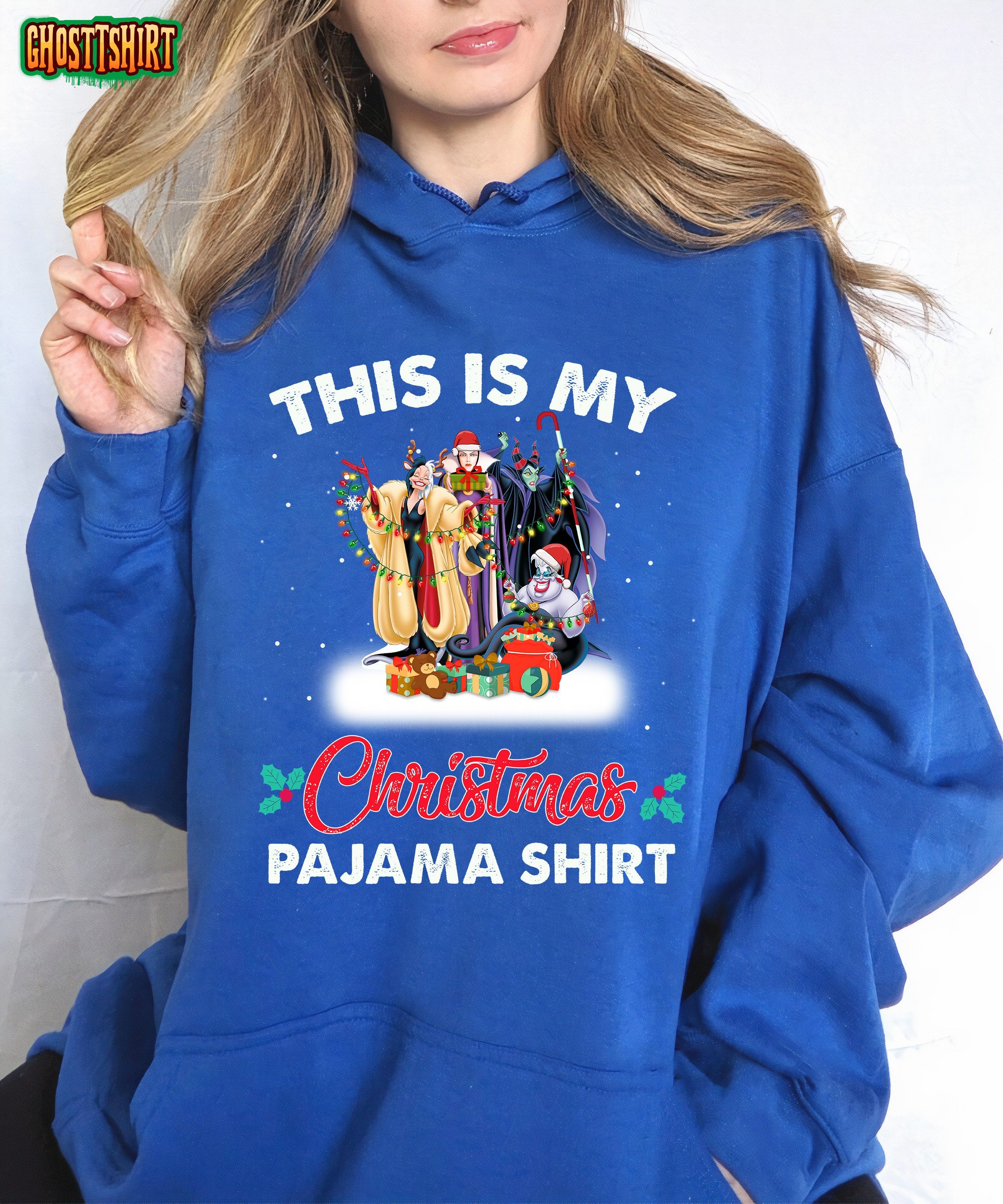 Disney Villains Evil Queen Ursula Cruella Maleficent Chirtsmas Lights Sweatshirt