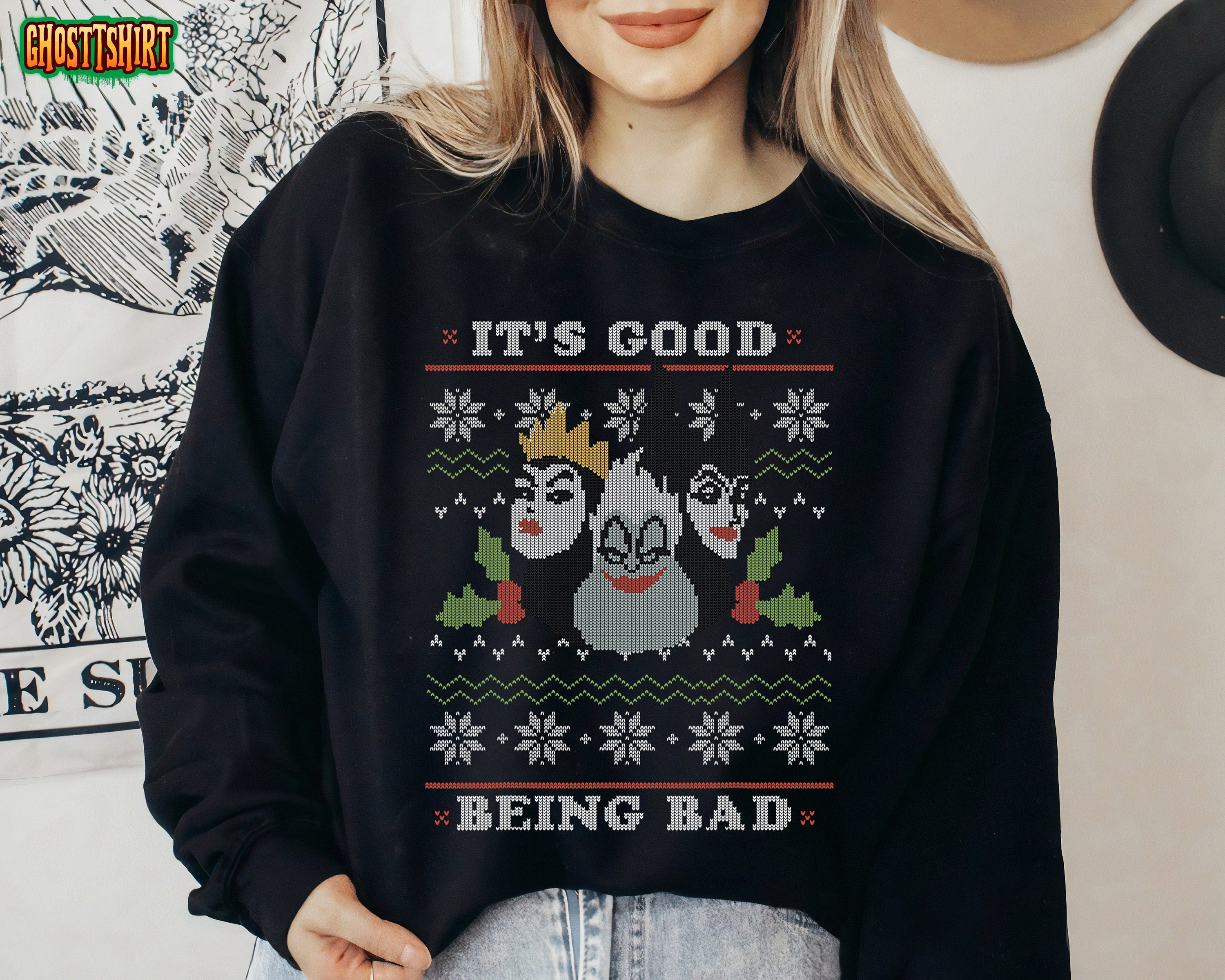 Disney Villains Good Bad Ugly Christmas Sweater Sweatshirt