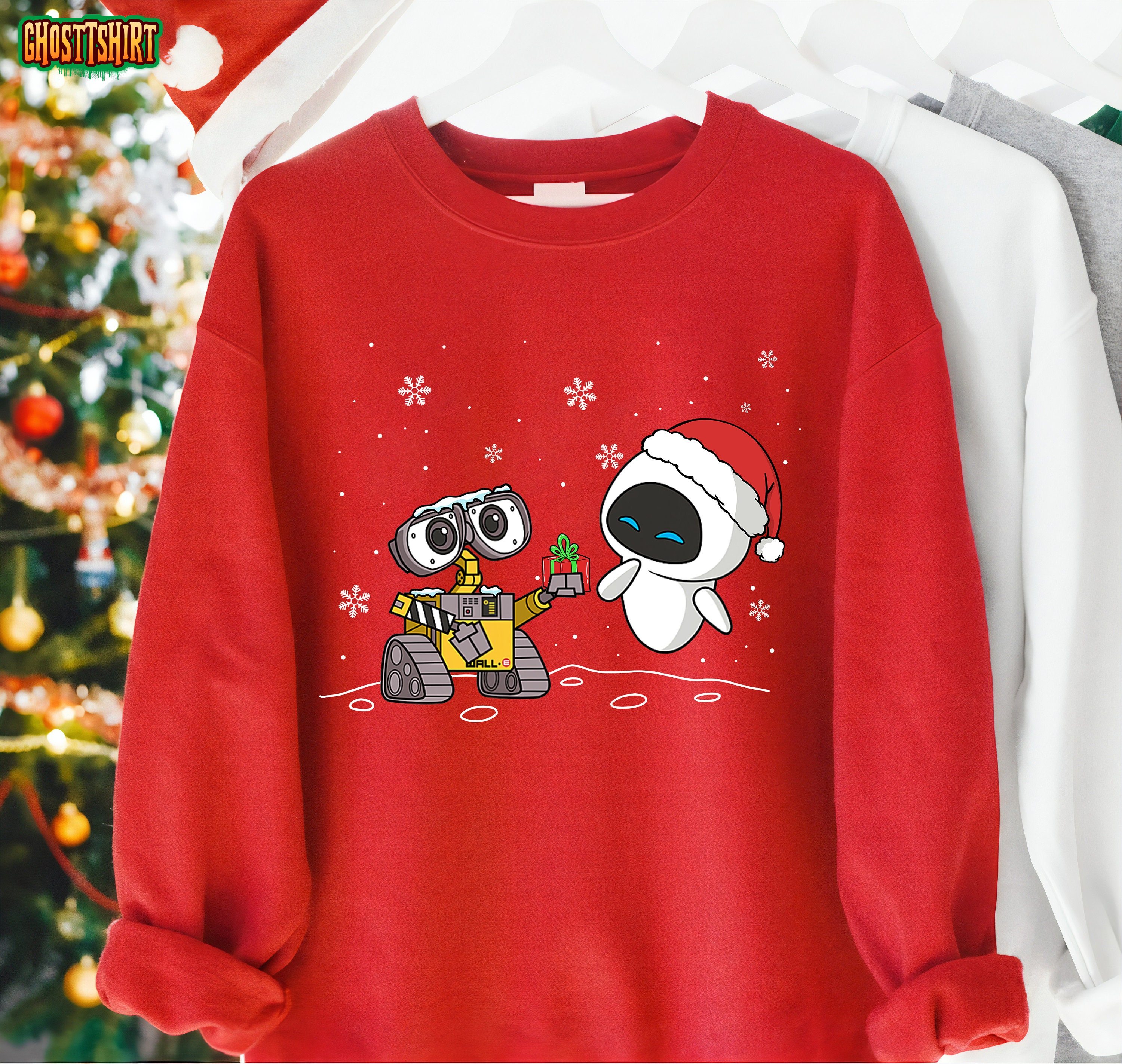 Disney Wall-E and Eve Christmas Lights Sweatshirt