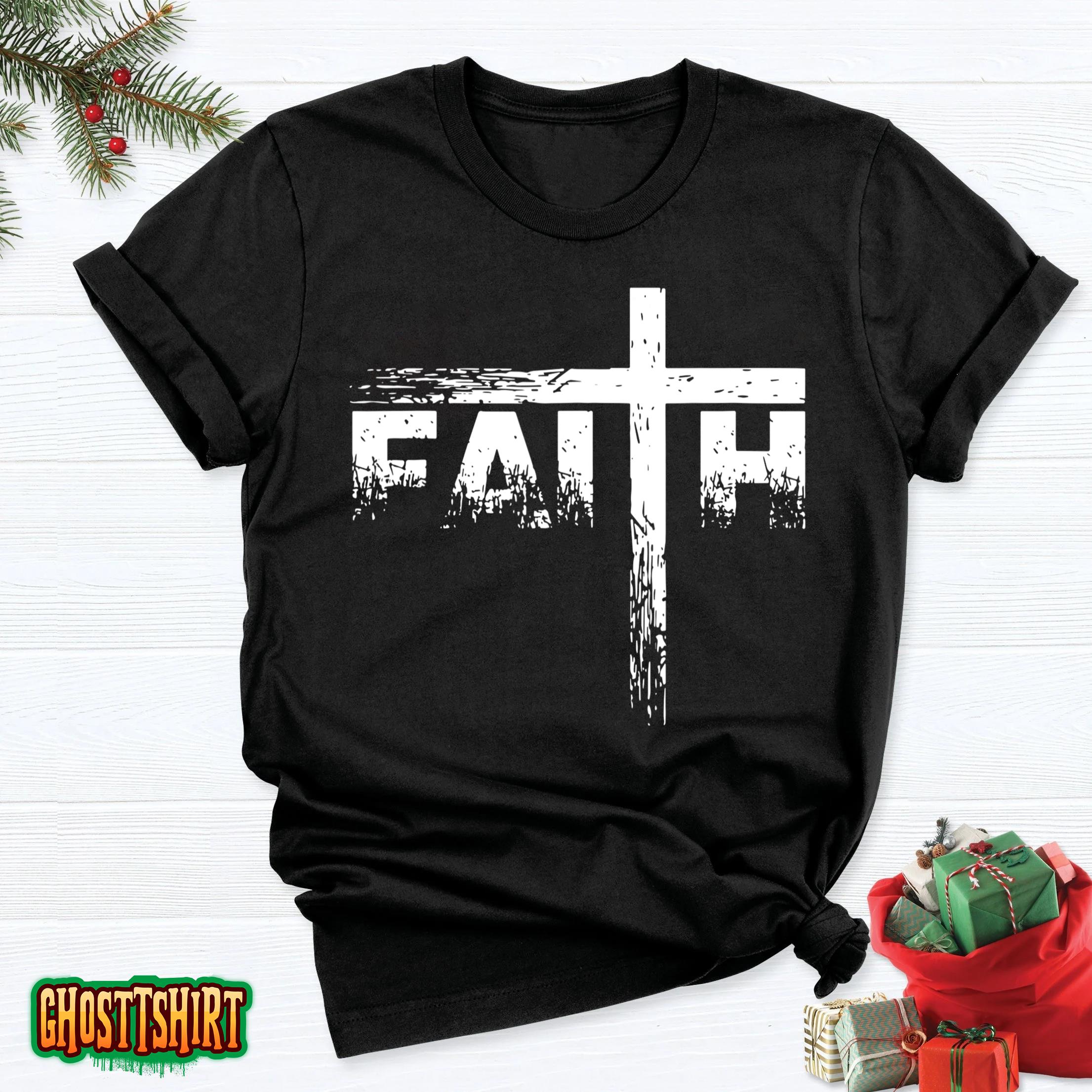 Faith Men’s Christian Cross Faith Distressed Religious Men Sweatshirt