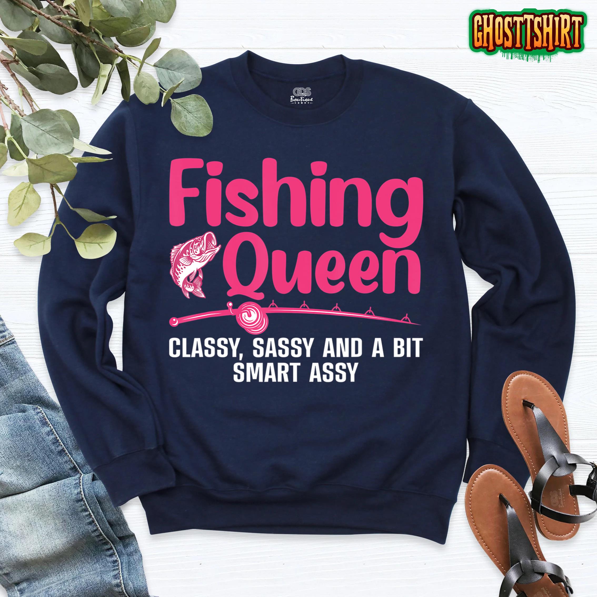 Funny Fishing Queen Design For Women Ladies Fishing Lovers Sweatshirt