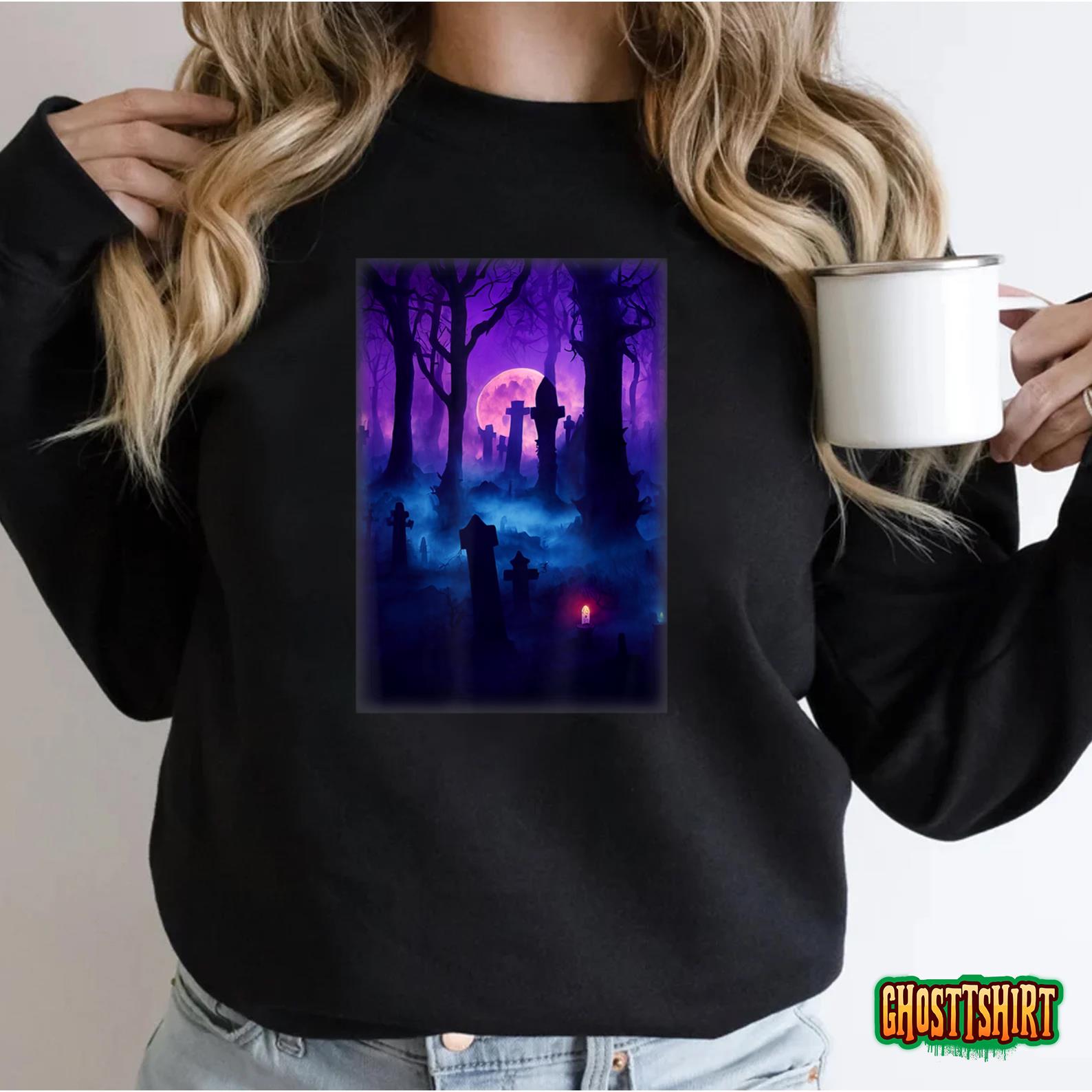 Haunted Graveyard In A Gnarly Forest Cemetery Sweatshirt