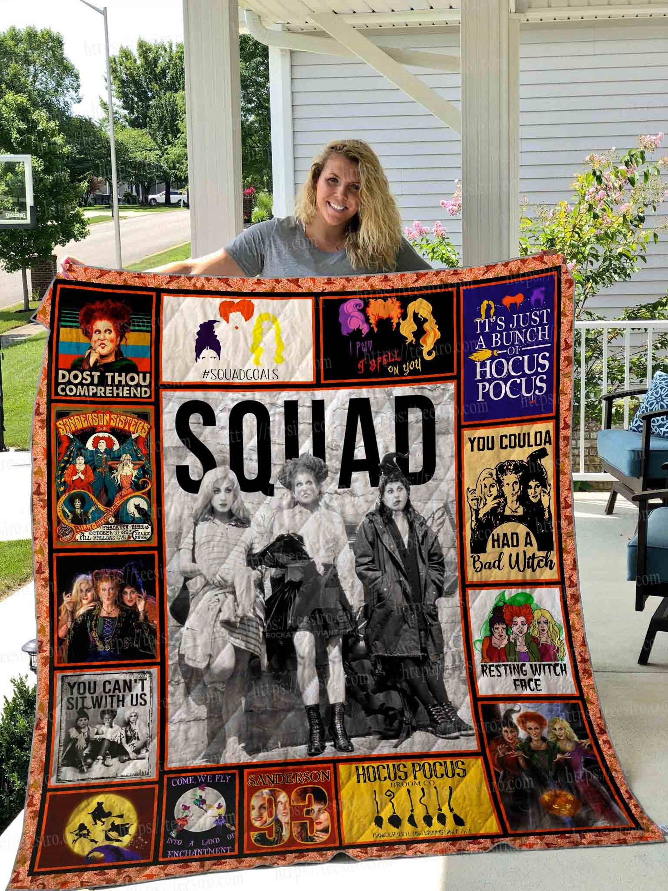 Hocus Pocus Squad Horror Movie Quilt Fleece Blanket