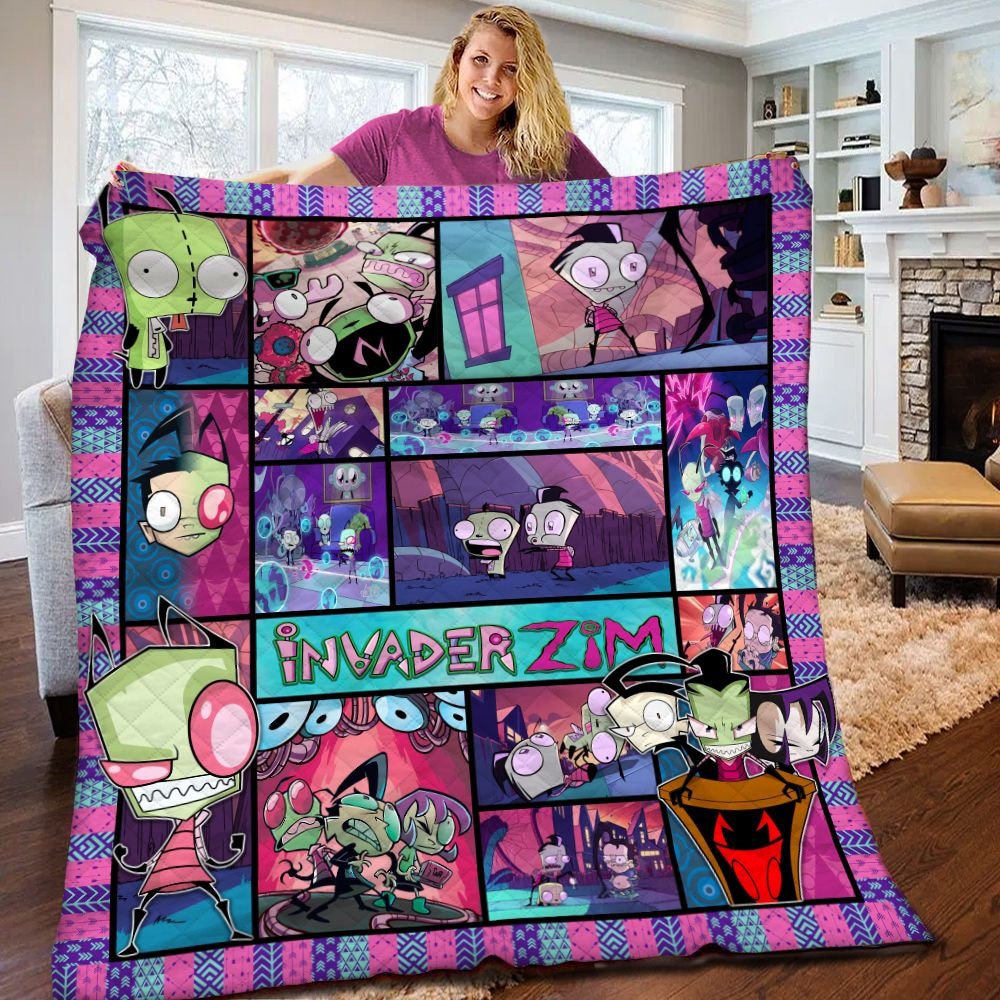 invader-zim-2-cartoon-network-cartoon-kid-daughter-son-retro-vintage-quilt-blanket