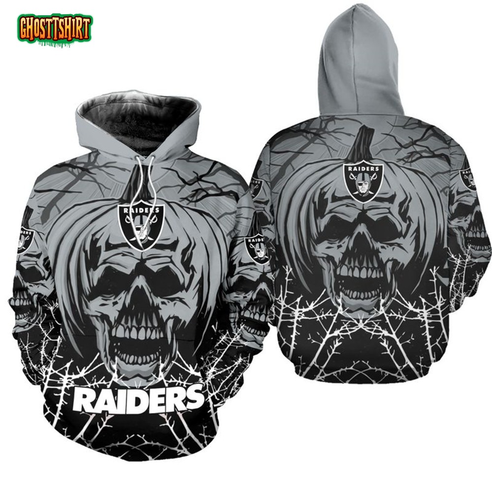 Las Vegas Raiders Hoodie Halloween pumpkin skull print sweatshirt