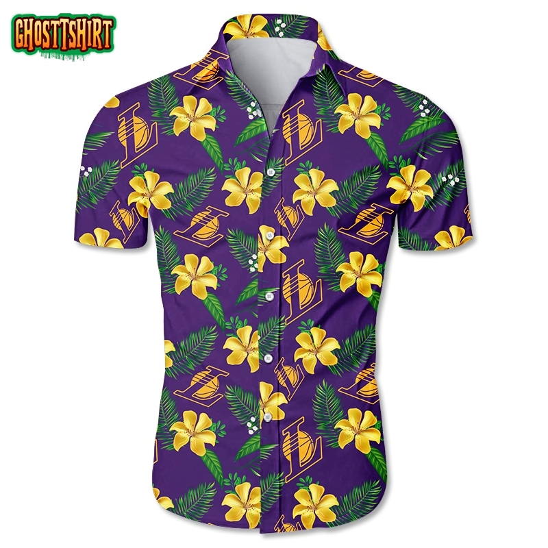 Los Angeles Lakers Hawaiian shirt Tropical Flower summer