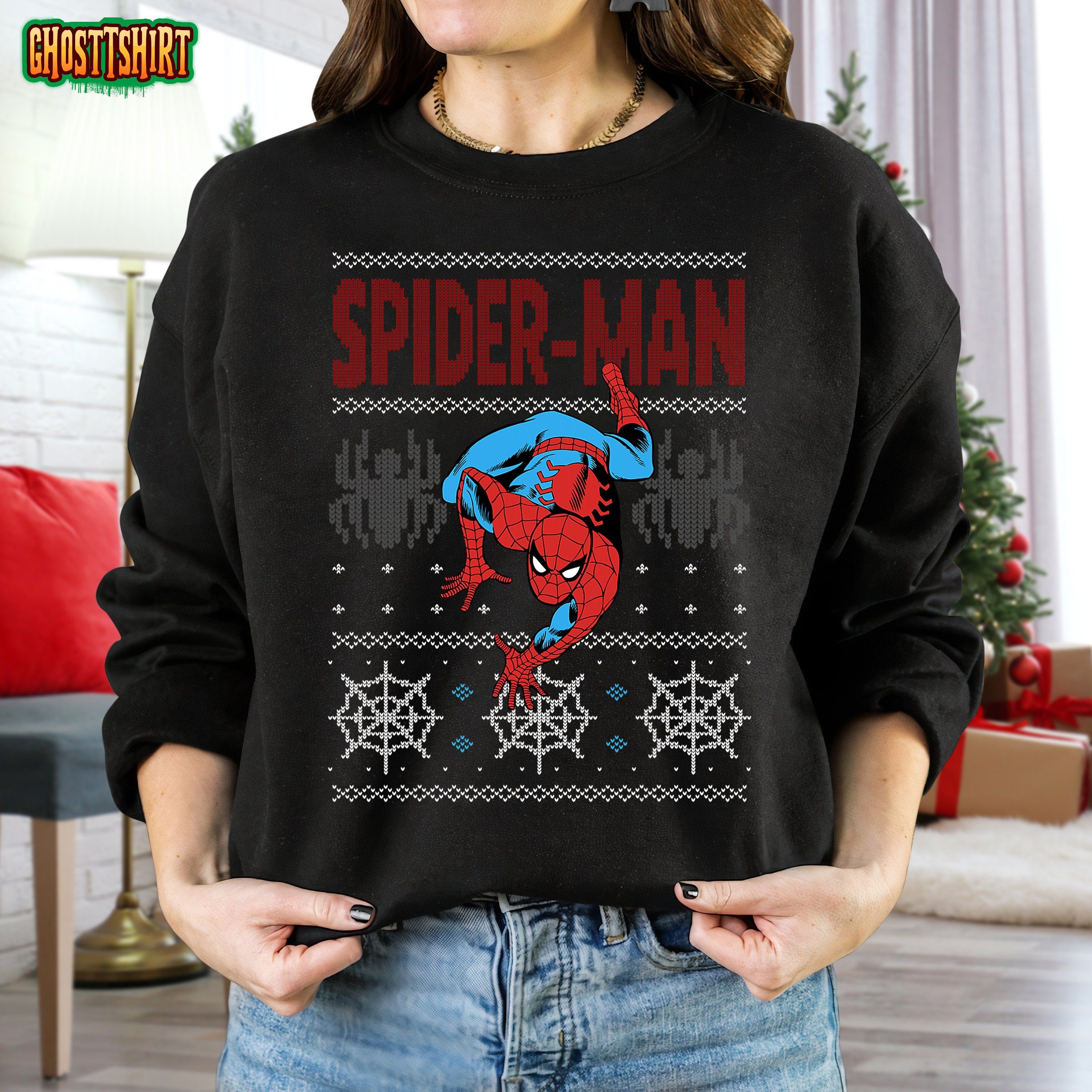 Marvel Spider-Man Crawl Ugly Christmas Sweater Unisex T-Shirt