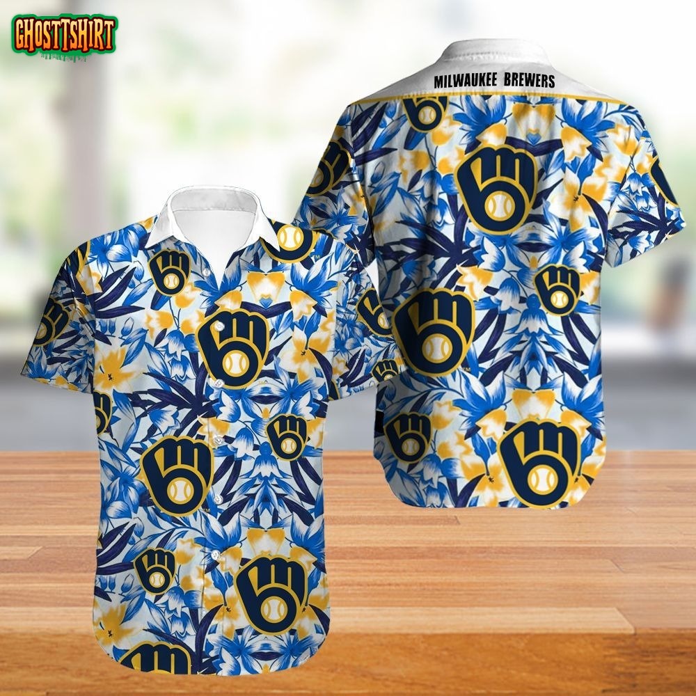 Milwaukee Brewers Hawaiian Shirt flower summer gift for fans