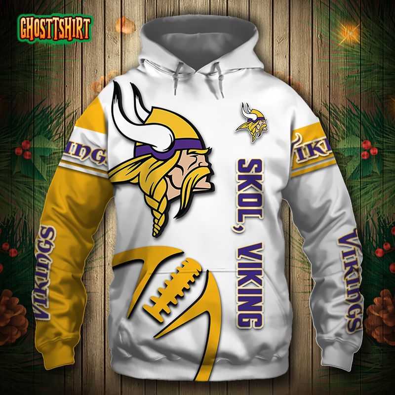 Minnesota Vikings Hoodie 3D cheap Horror night Halloween Pullover NFL