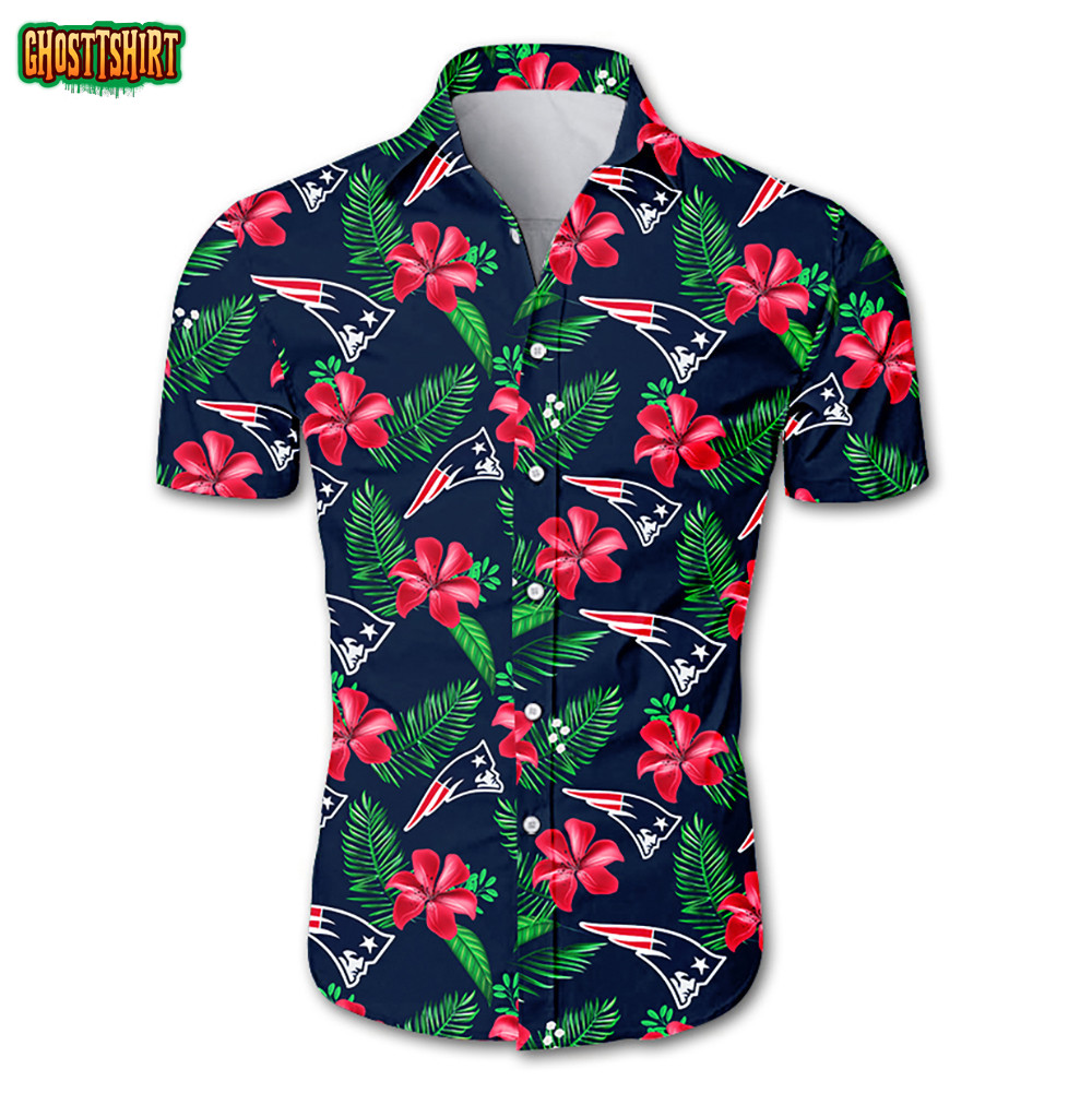 New England Patriots Hawaiian Shirt Tropical Flower summer 2020