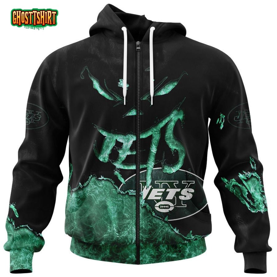 New York Jets Hoodie Skull For Halloween Graphic - Reallgraphics