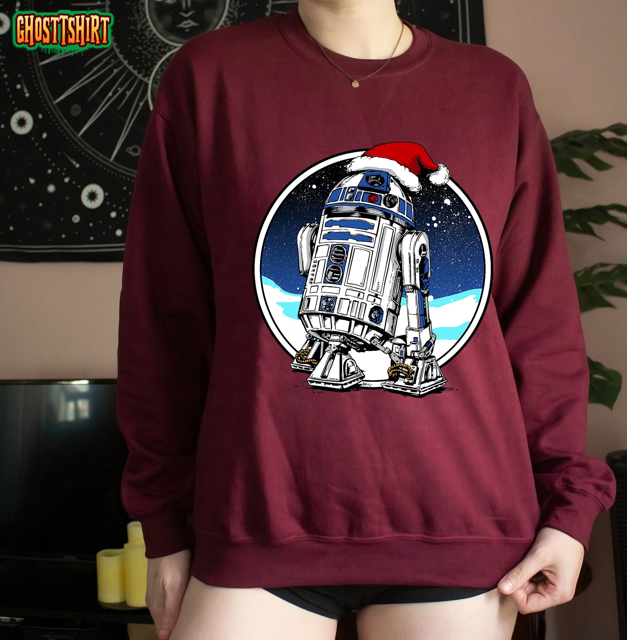 Star Wars Holiday Santa Hat Christmas R2-D2 Circle Sweatshirt