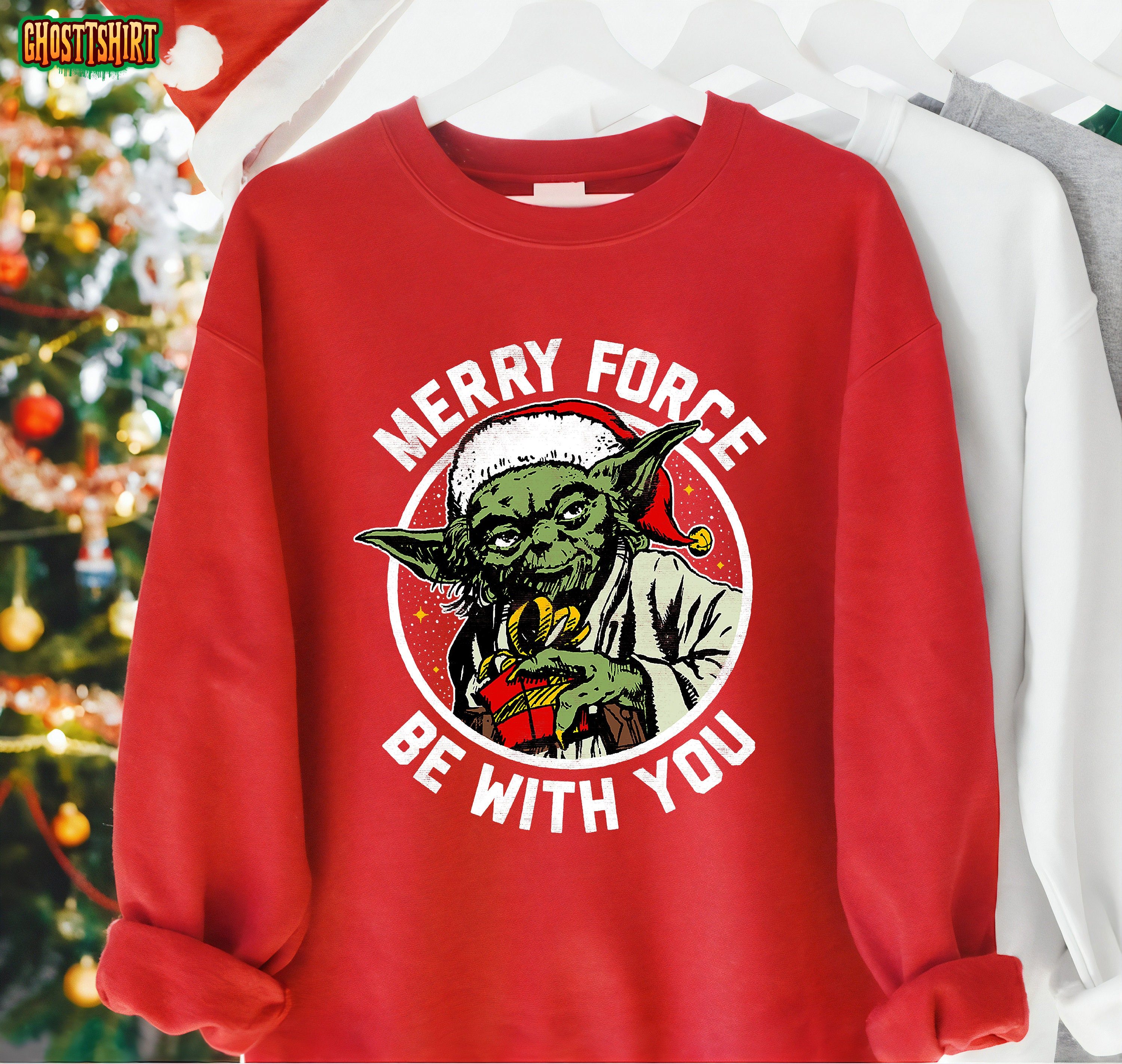 Star Wars Yoda Christmas Merry Force Be With You Sweatshirt