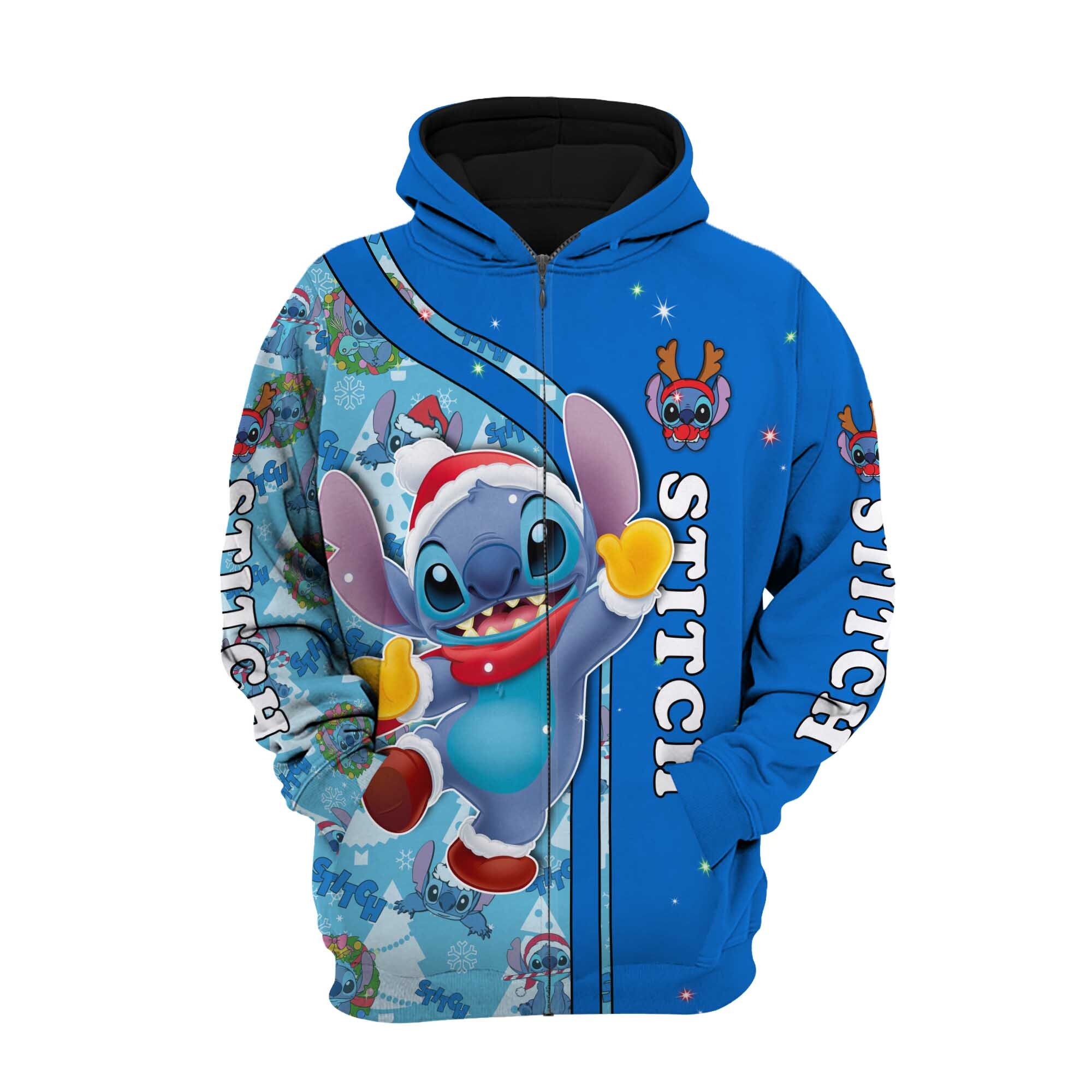 Stitch Blue Christmas Disney 3D Hoodie