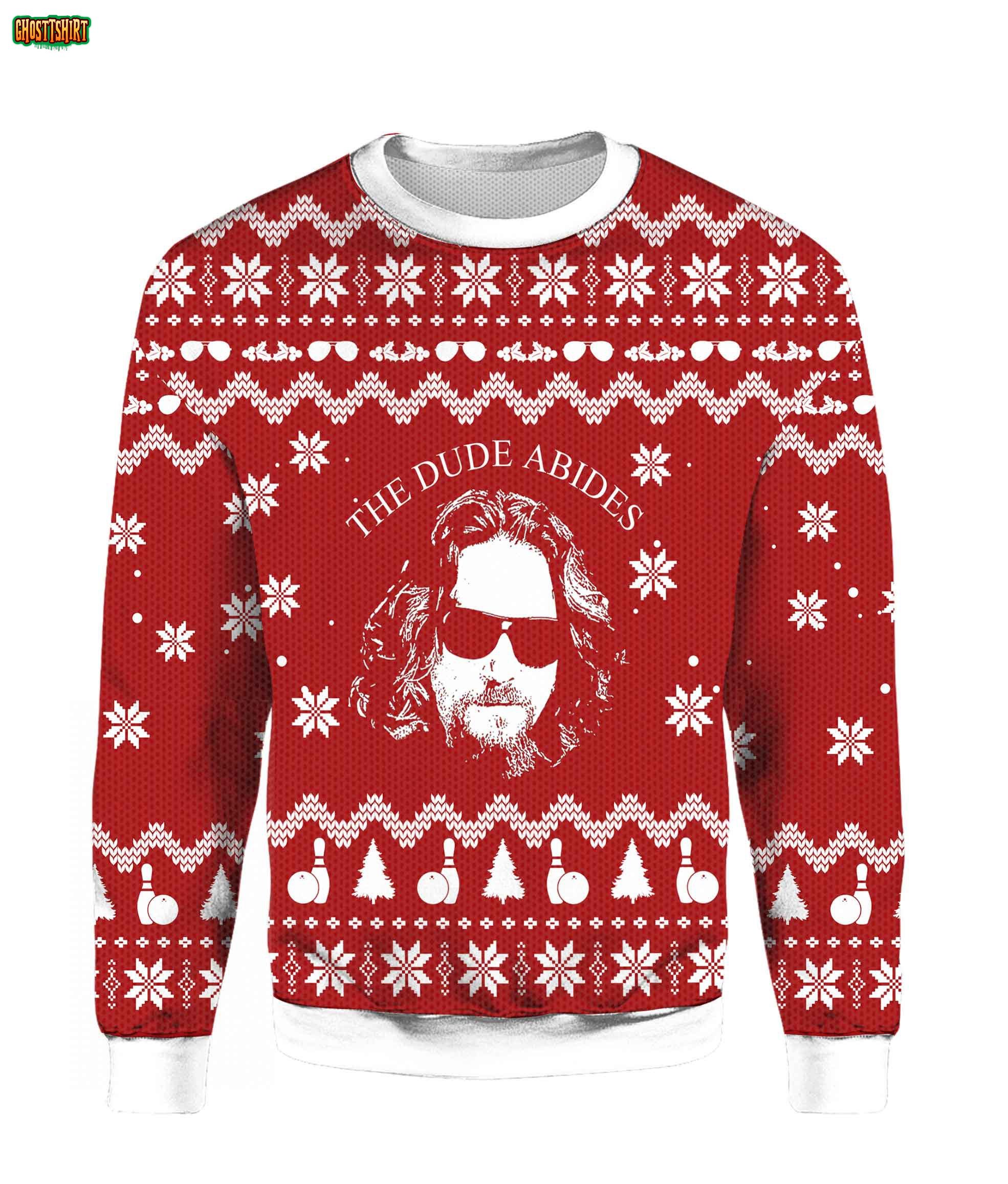 The Big Lebowski The Dude Abides Ugly Christmas Sweater