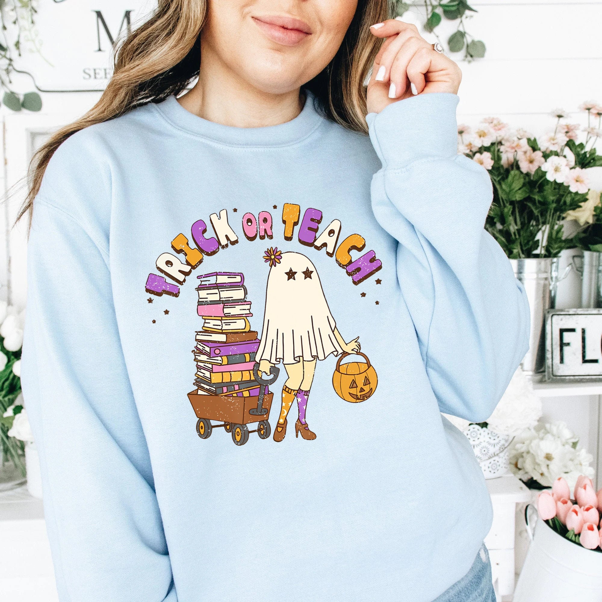 Trick or Teach Hippie Halloween Sweatshirt