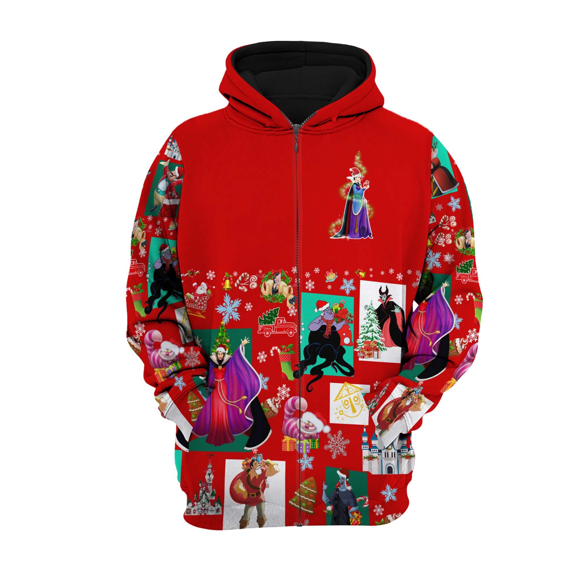 Villains Red Violet Christmas Disney 3D Hoodie